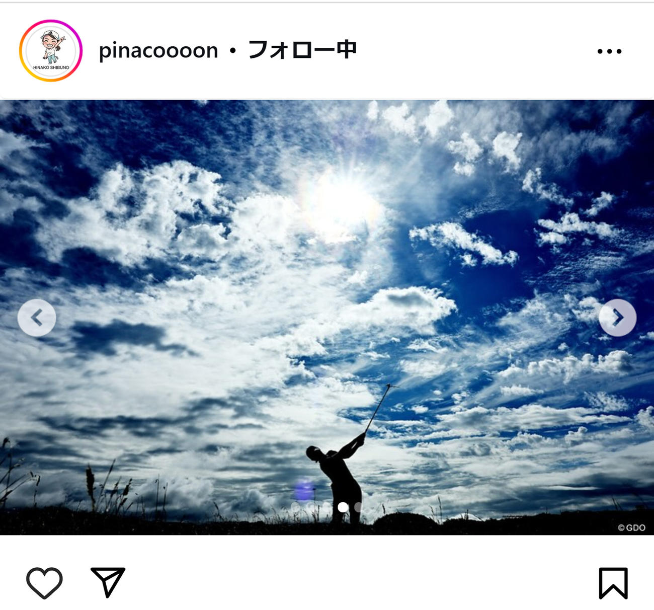 渋野日向子のインスタグラムから