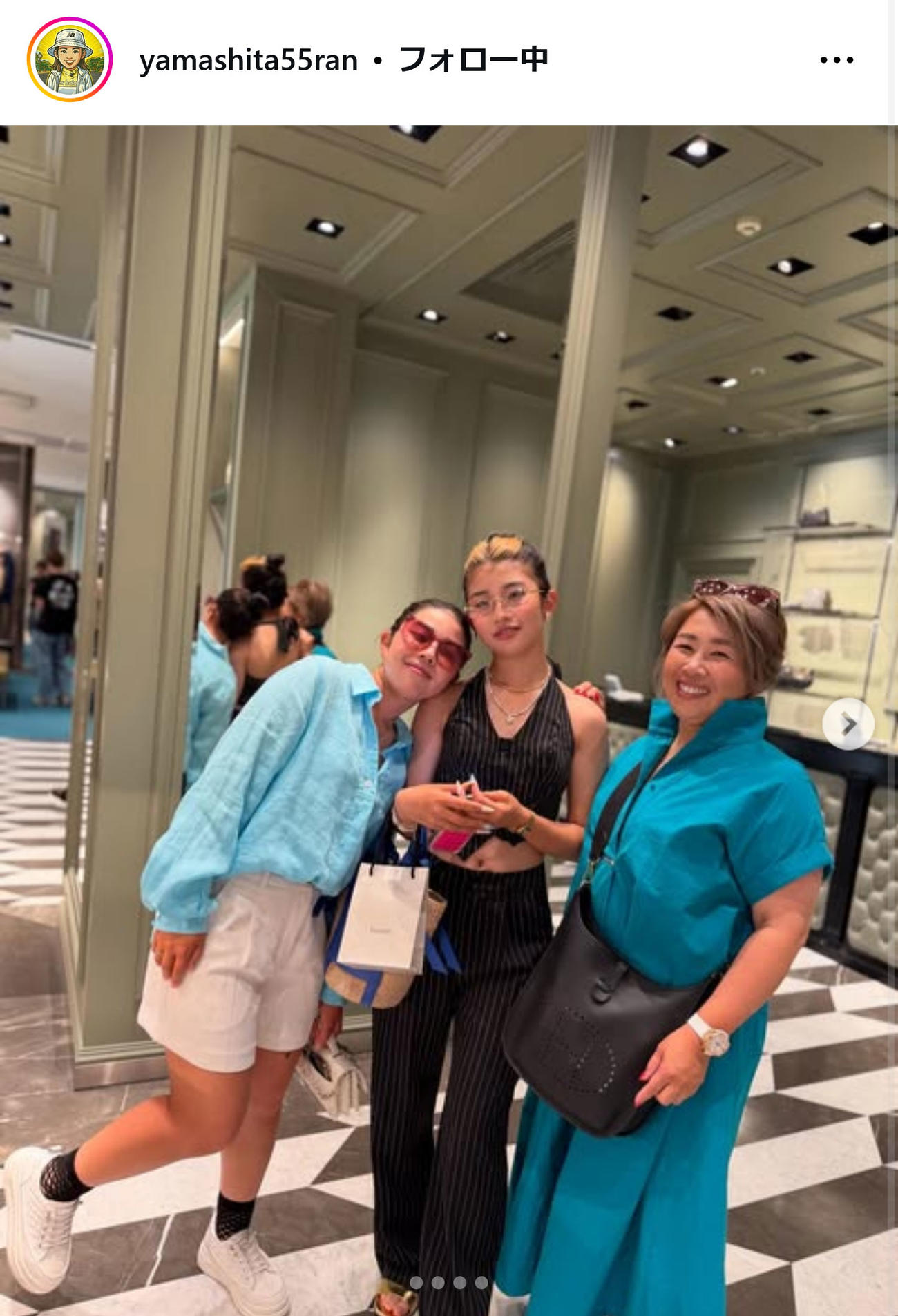 山下美夢有の妹蘭さんのインスタグラムから