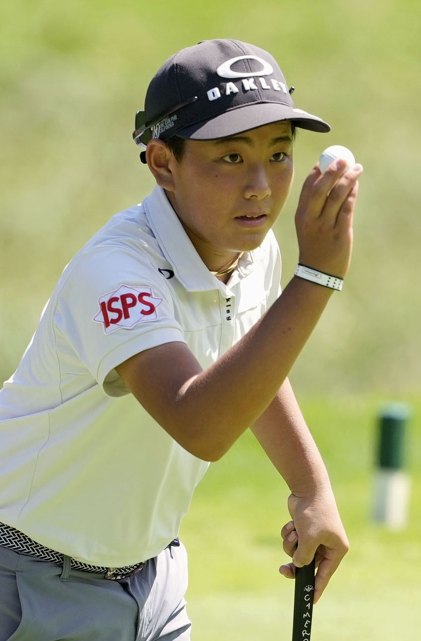 9番をパーで終えたアマチュアの福井誠ノ介。4アンダーで27位（共同）