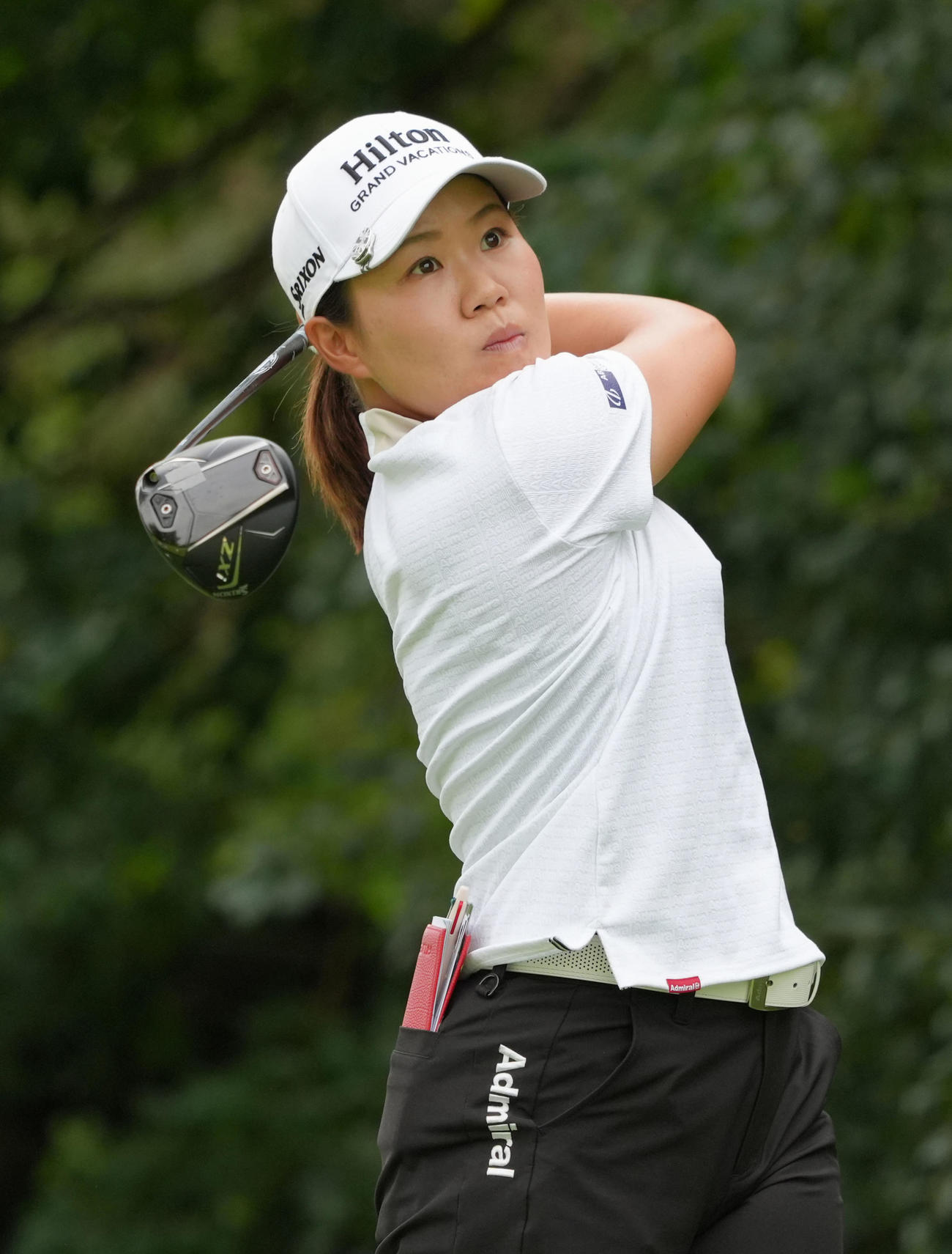 第3ラウンド、ティーショットを放つ畑岡奈紗。通算2アンダーで29位（共同）