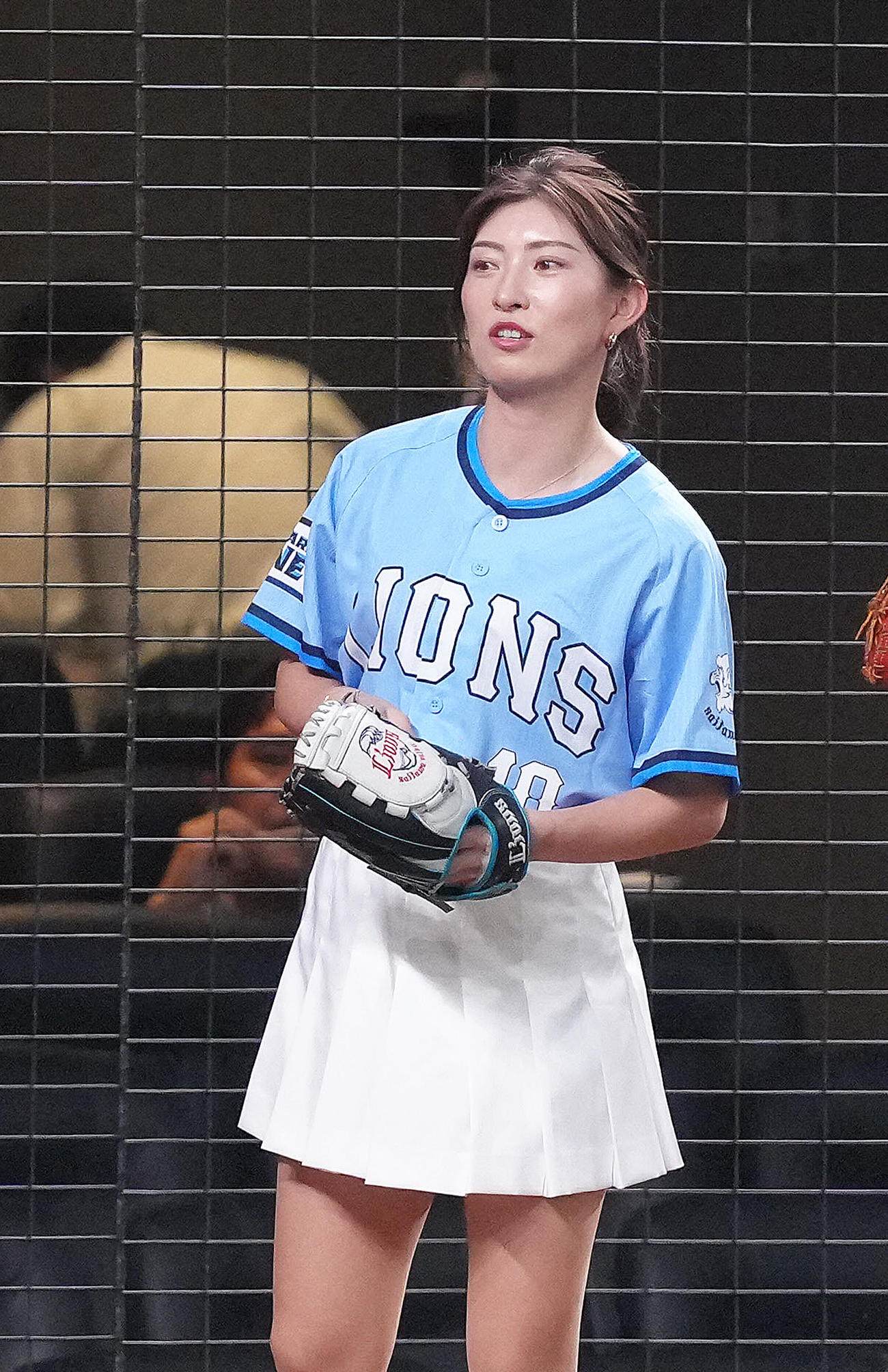 始球式の練習を行う女子ゴルフの植手（2025年8月13日撮影）
