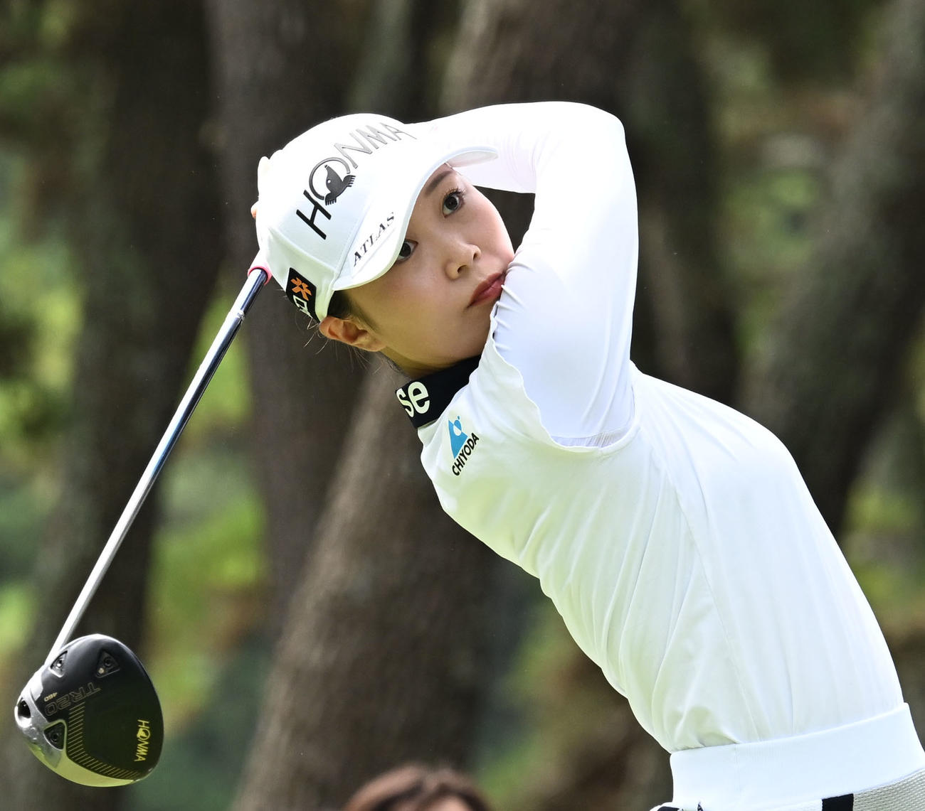 ソニー日本女子プロゴルフ選手権大会　最終日、7番でティーショットを放つ金沢志奈（撮影・千葉一成）