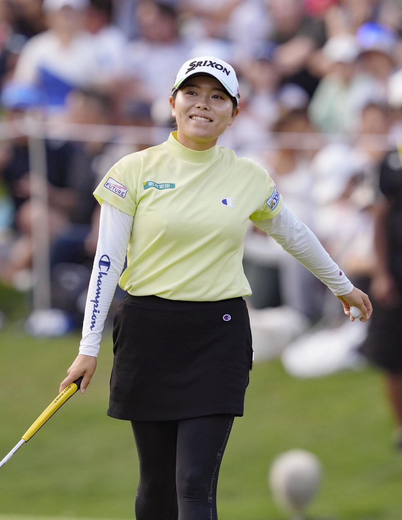 プレーオフの2ホール目を終えた勝みなみ。5ホール目で敗れ米ツアー初優勝を逃した＝旗忠花園GC（共同）