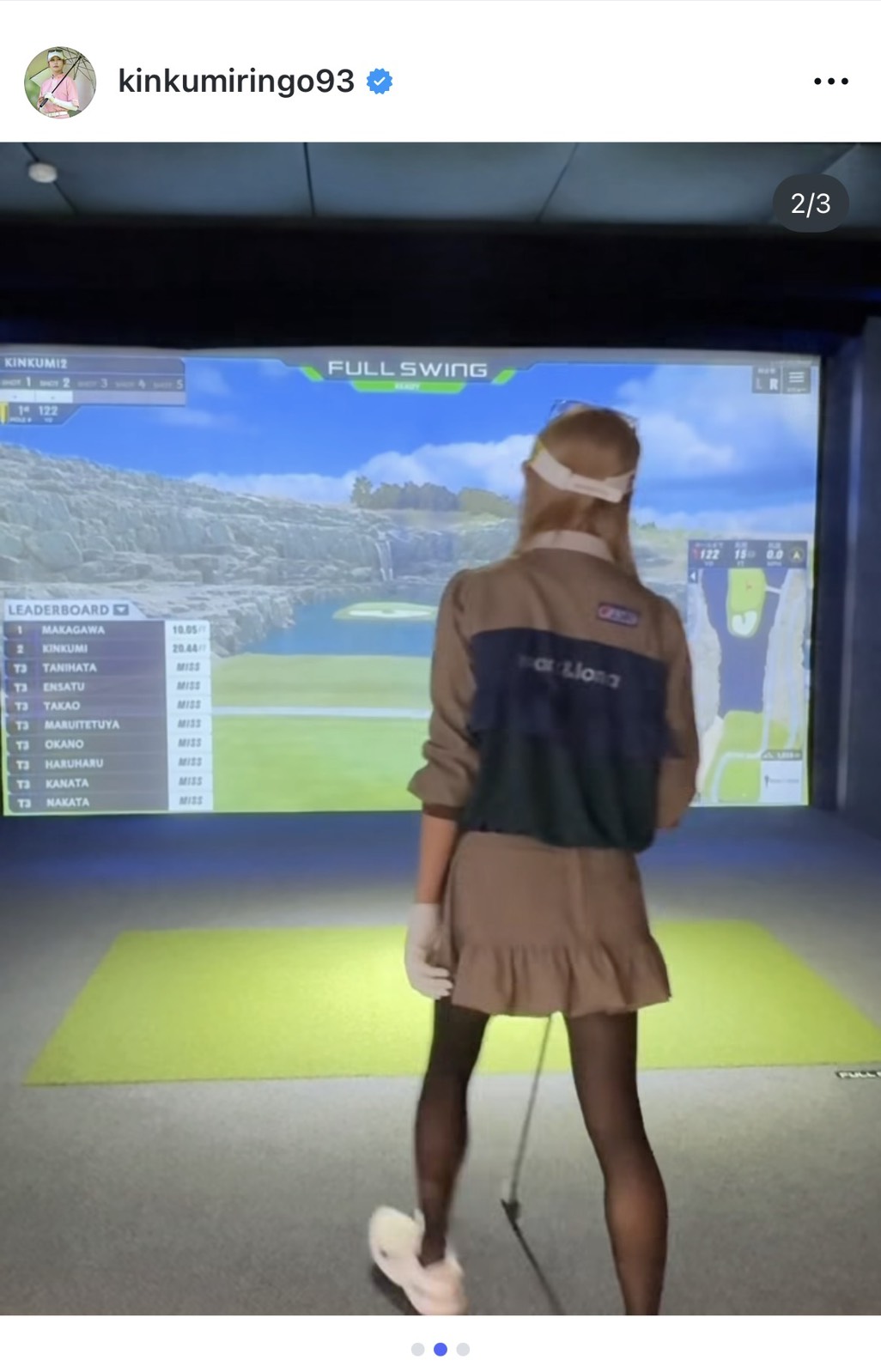 インスタグラムで「TGX OSAKA」について投稿した女子プロゴルファー金田久美子（画像はスクリーンショット）