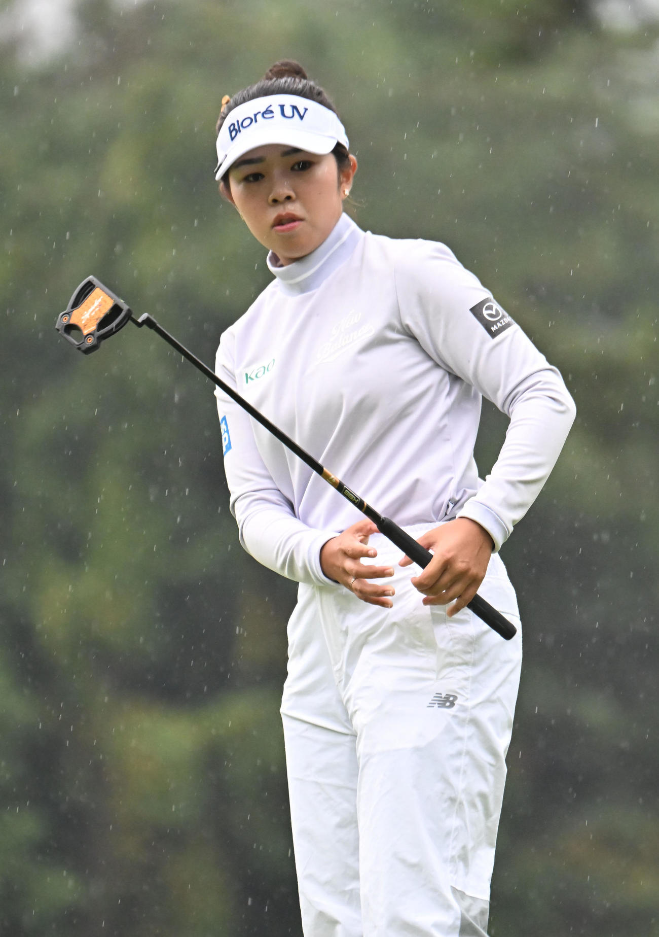 TOTOジャパンクラシック最終日　1番、バーディーパットを狙う山下美夢有（2025年11月9日撮影）
