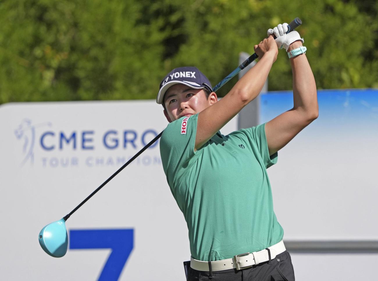 第3ラウンド、通算11アンダーで9位の岩井明愛＝ティブロンGC（共同）