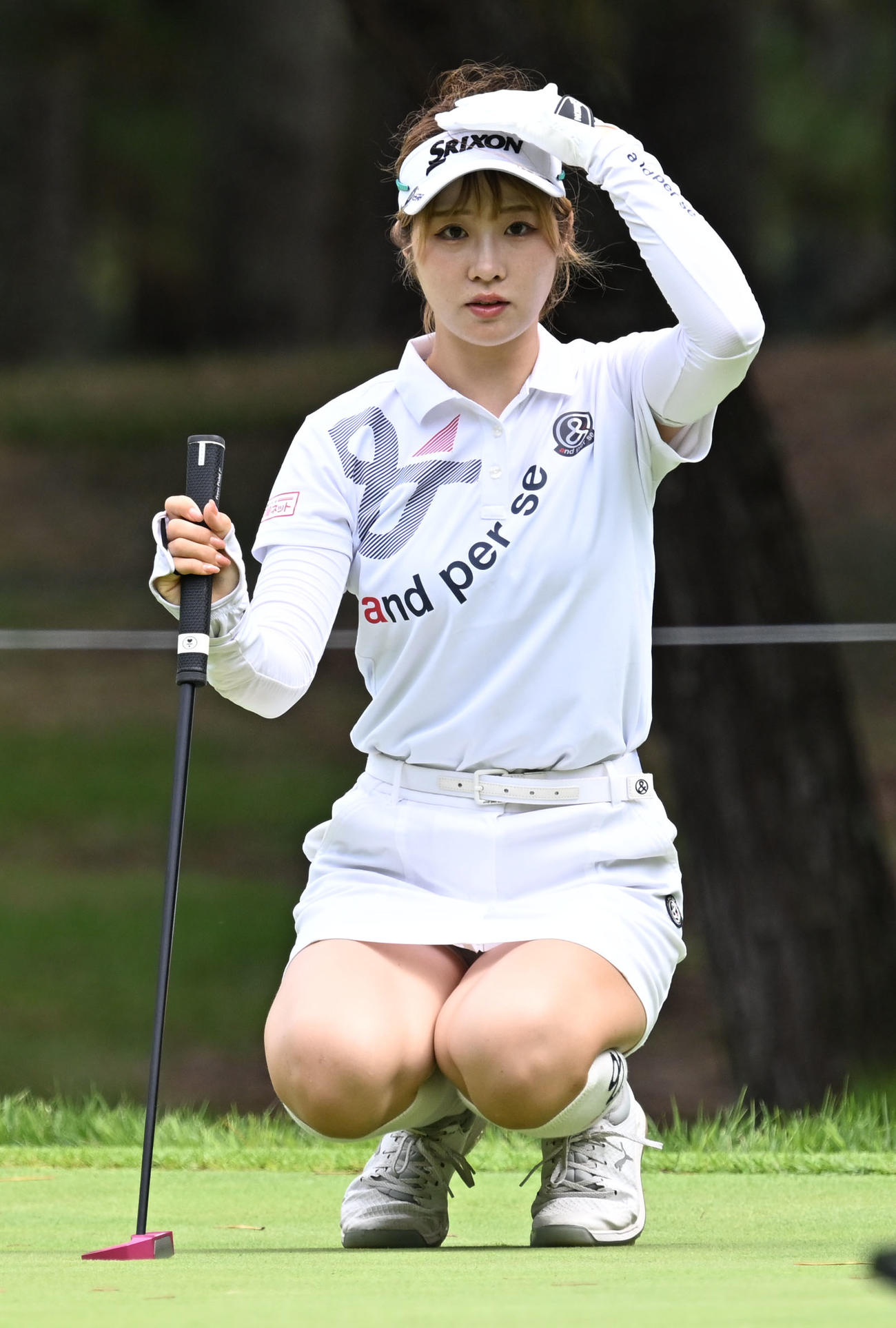ソニー日本女子プロゴルフ選手権大会第1日、ラインを読む都（2025年9月）