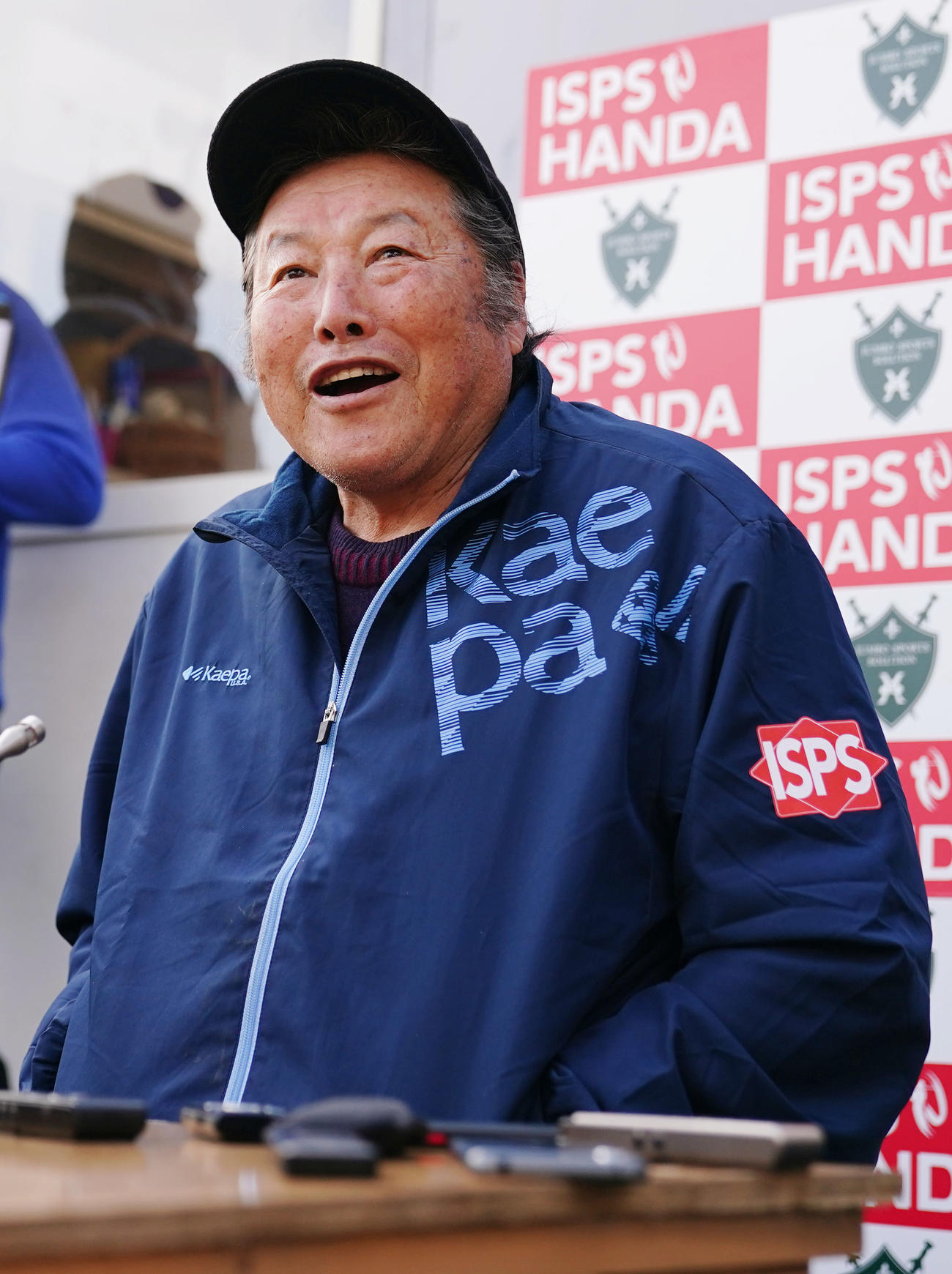 ジャンボ尾崎ゴルフアカデミーセレクションを終え、笑顔を見せる尾崎将司さん（2023年2月撮影）