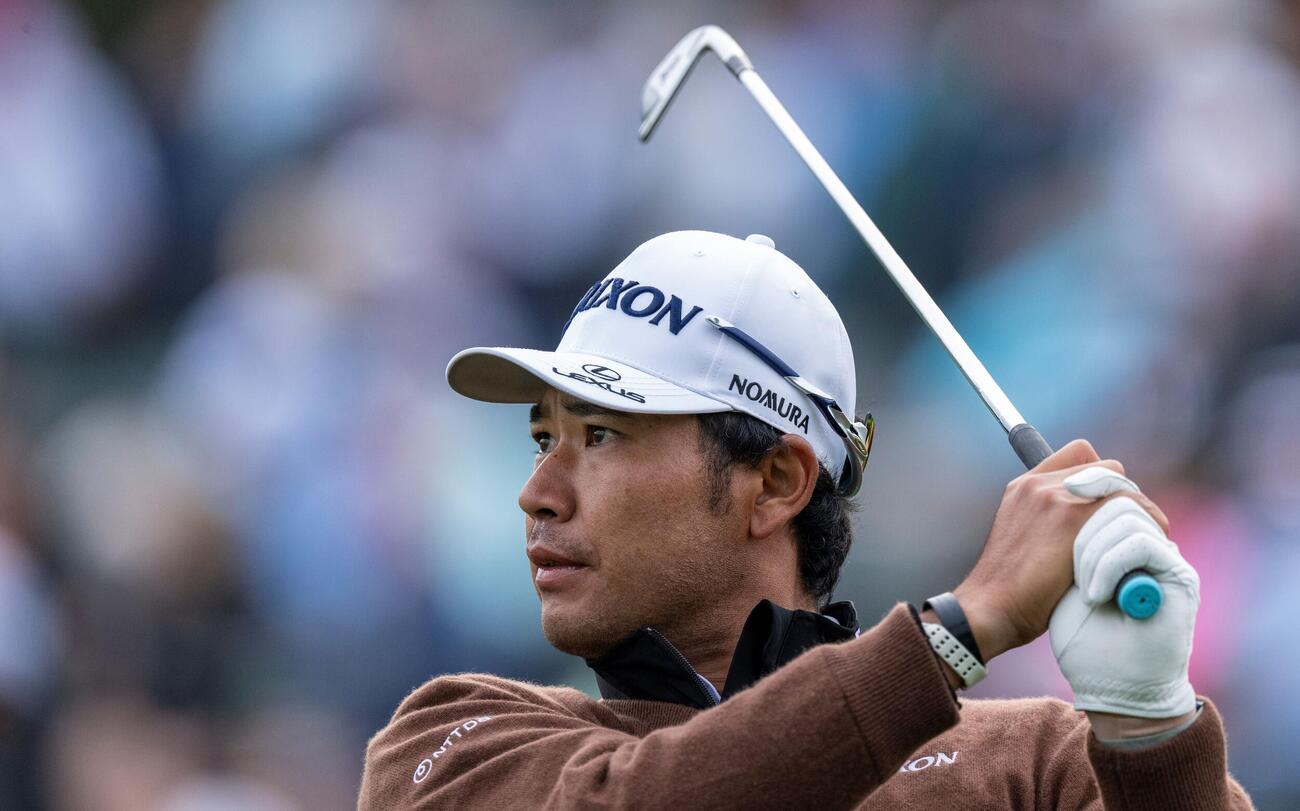 7日、オーガスタ・ナショナルGCで練習ラウンドに臨む松山英樹（大会提供）