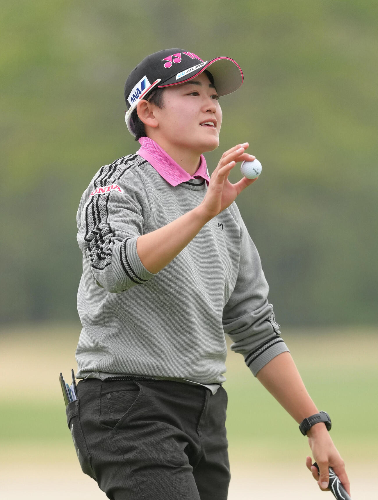 第1日を2アンダーで終えた岩井明愛（撮影・足立雅史）