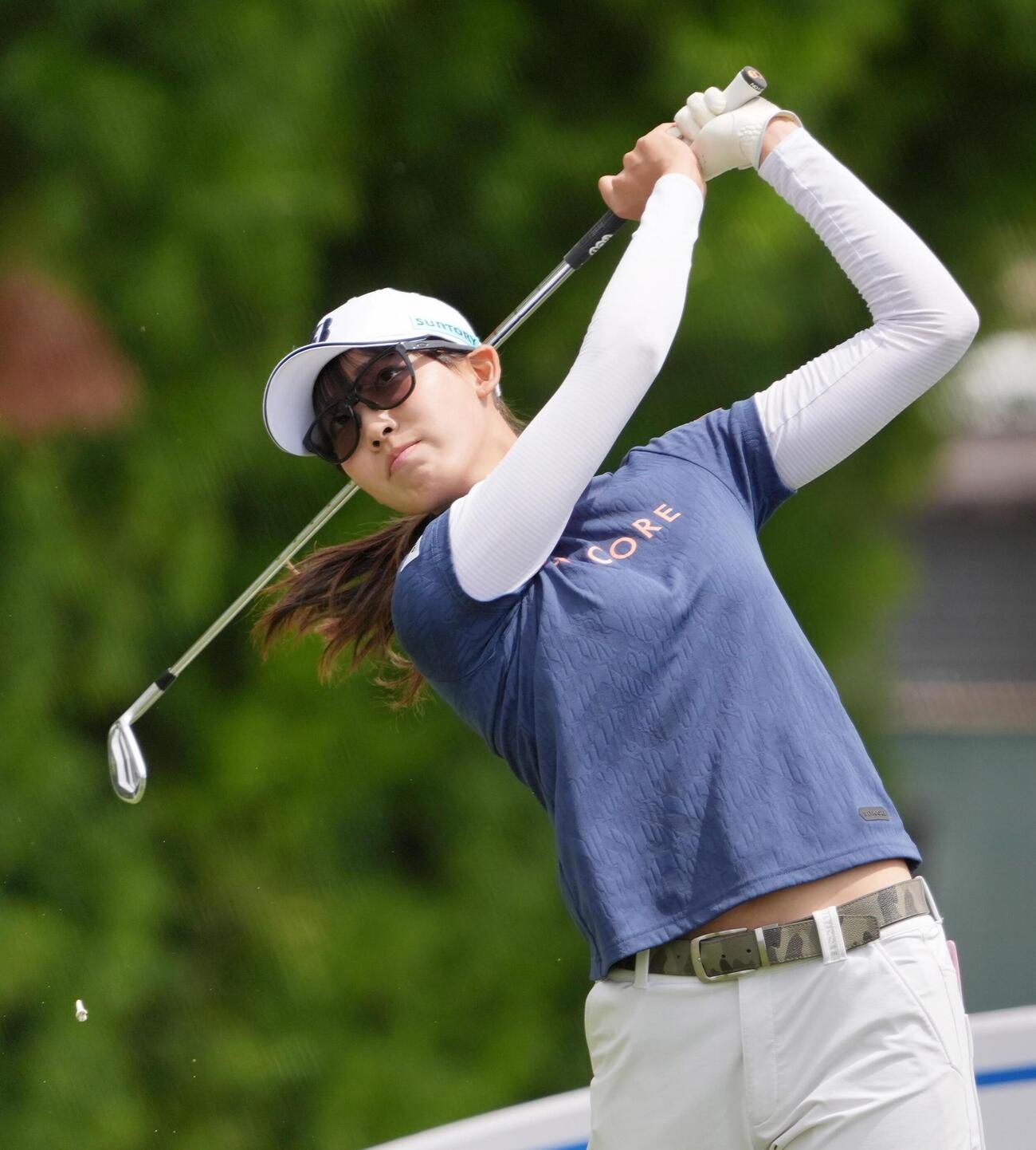 第1ラウンド、5アンダーで14位の馬場咲希＝エルカバレロCC（共同）