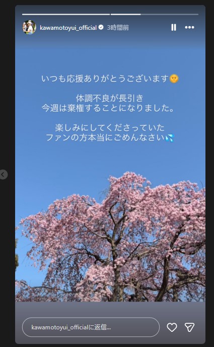河本結のインスタグラムから