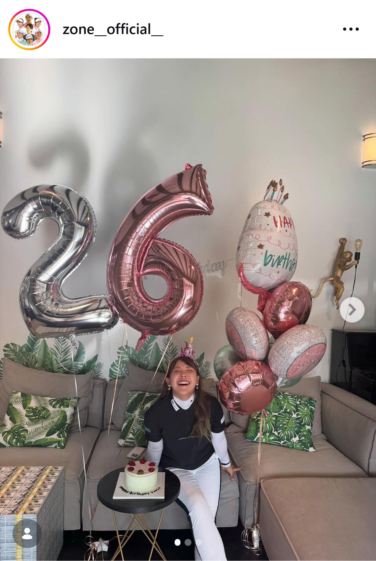 26歳誕生日の吉田優利（ZONEのインスタグラムから）