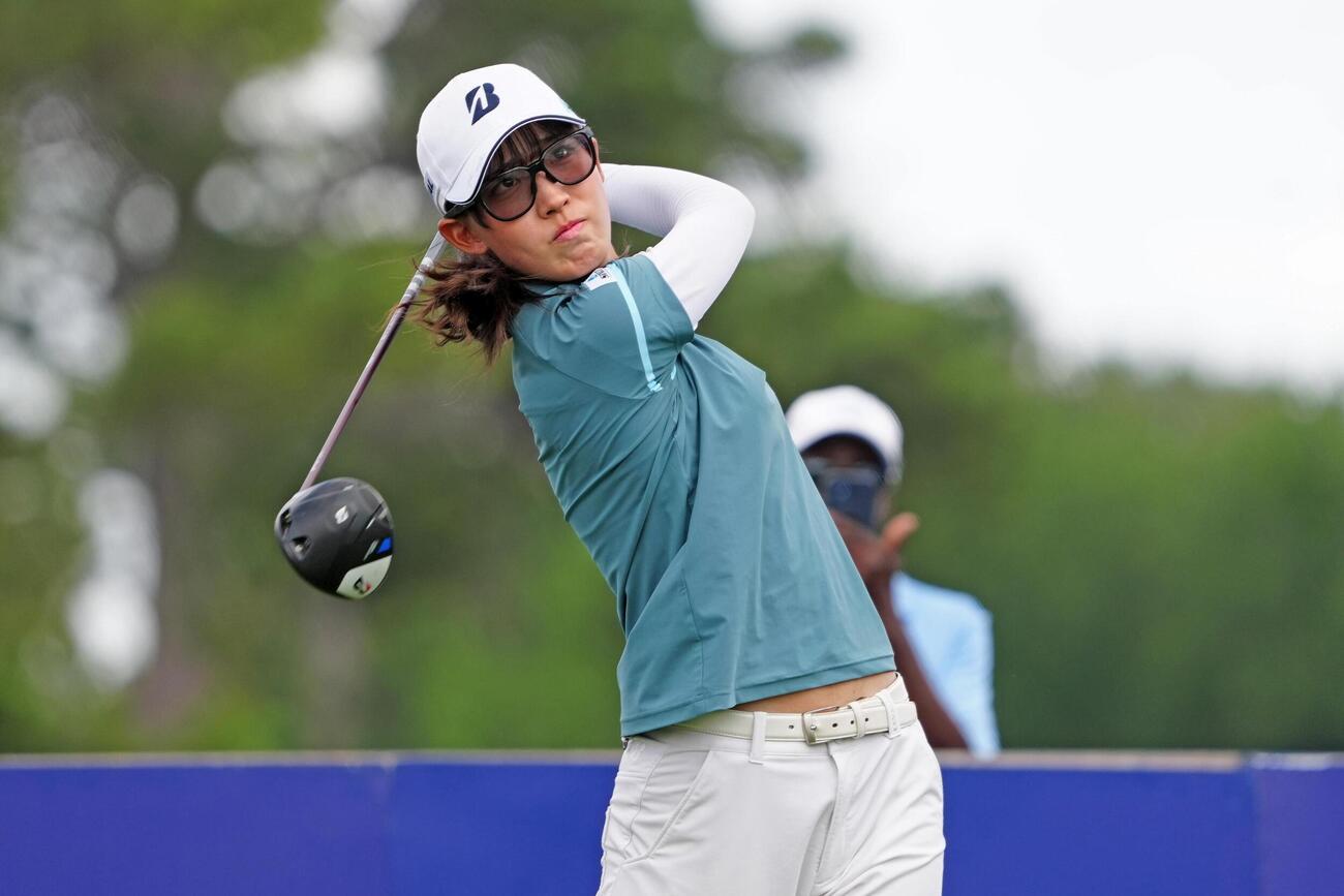 第1ラウンド、2アンダーで18位の馬場咲希＝メモリアルパーク・コース（共同）
