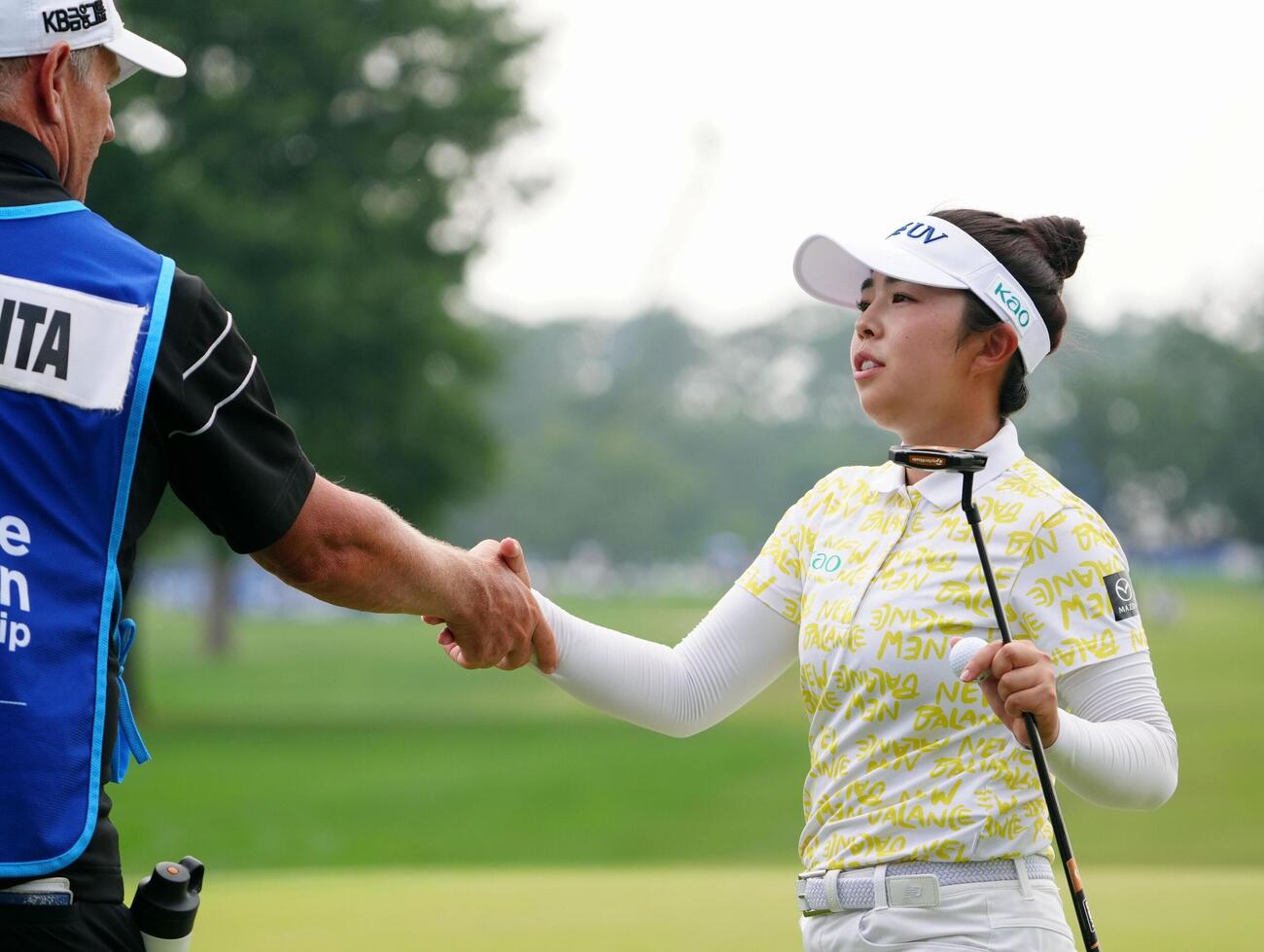 最終ラウンド、ホールアウトした山下美夢有。通算3アンダーで21位＝メモリアルパーク・コース（共同）