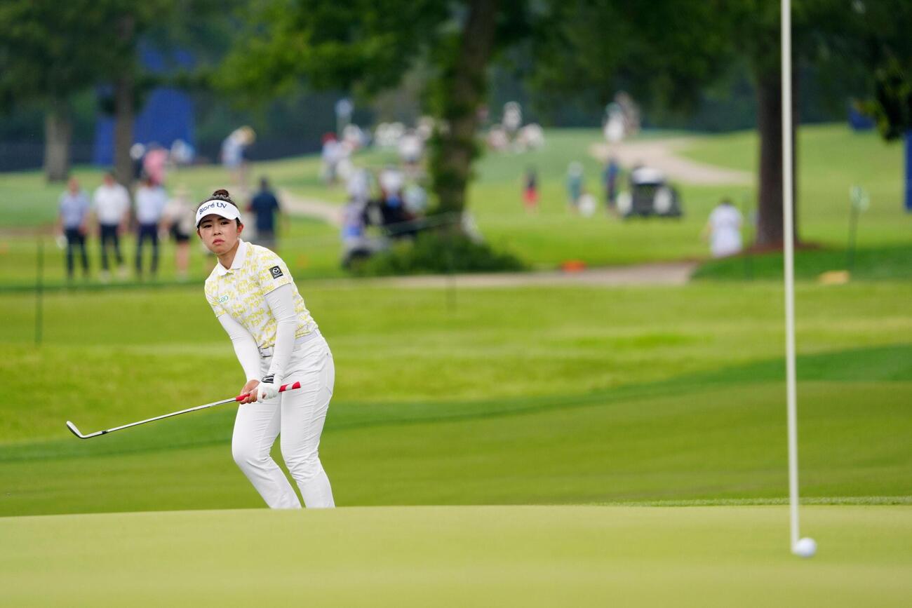 最終ラウンド、通算3アンダーで21位の山下美夢有＝メモリアルパーク・コース（共同）