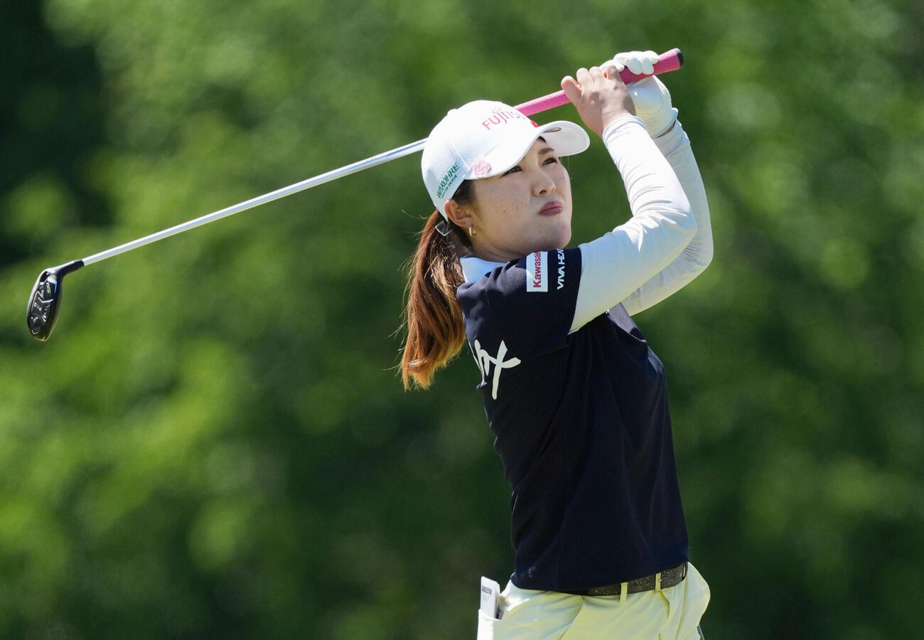 第1ラウンド、1アンダーで20位の古江彩佳＝マウンテンリッジCC（共同）