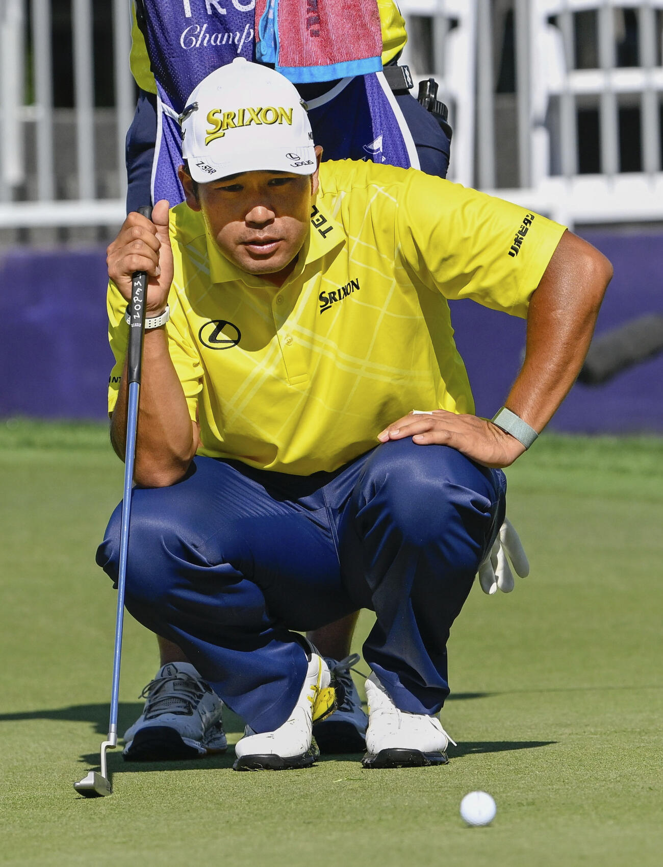 最終ラウンド、通算11オーバーで71位の松山英樹＝クウェイルホロー・クラブ（共同）