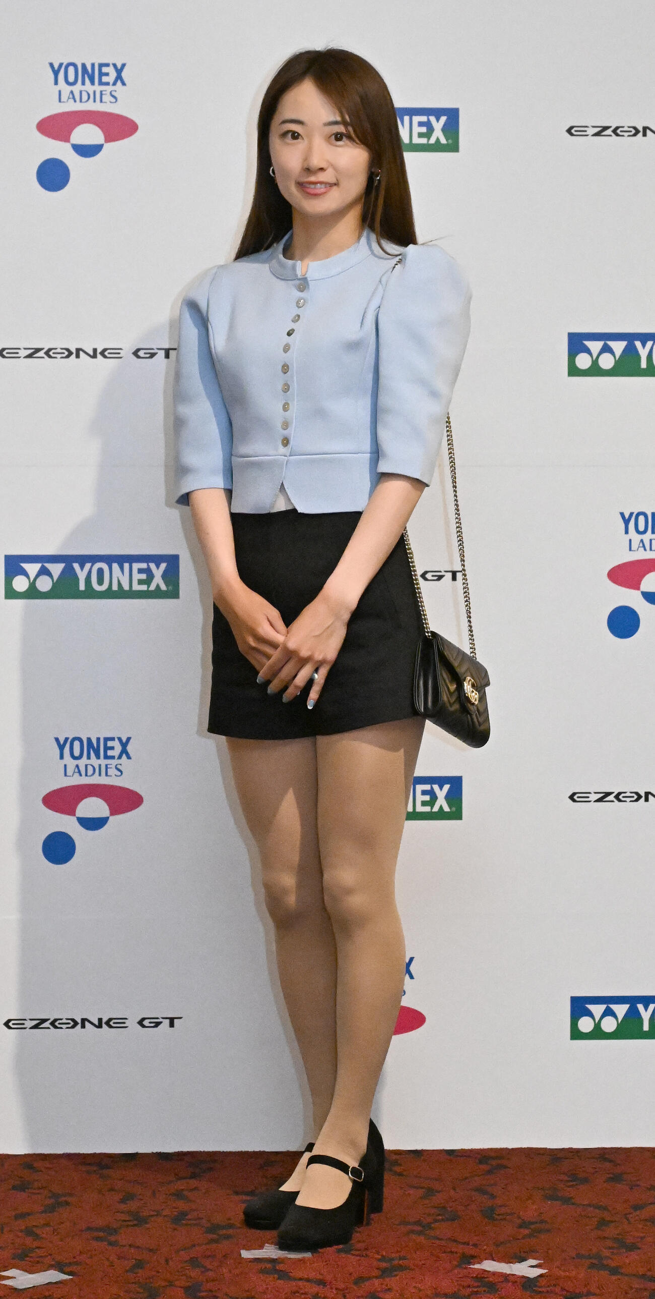 ヨネックスレディス前夜祭にドレスアップして出席した、安田祐香（撮影・千葉一成）