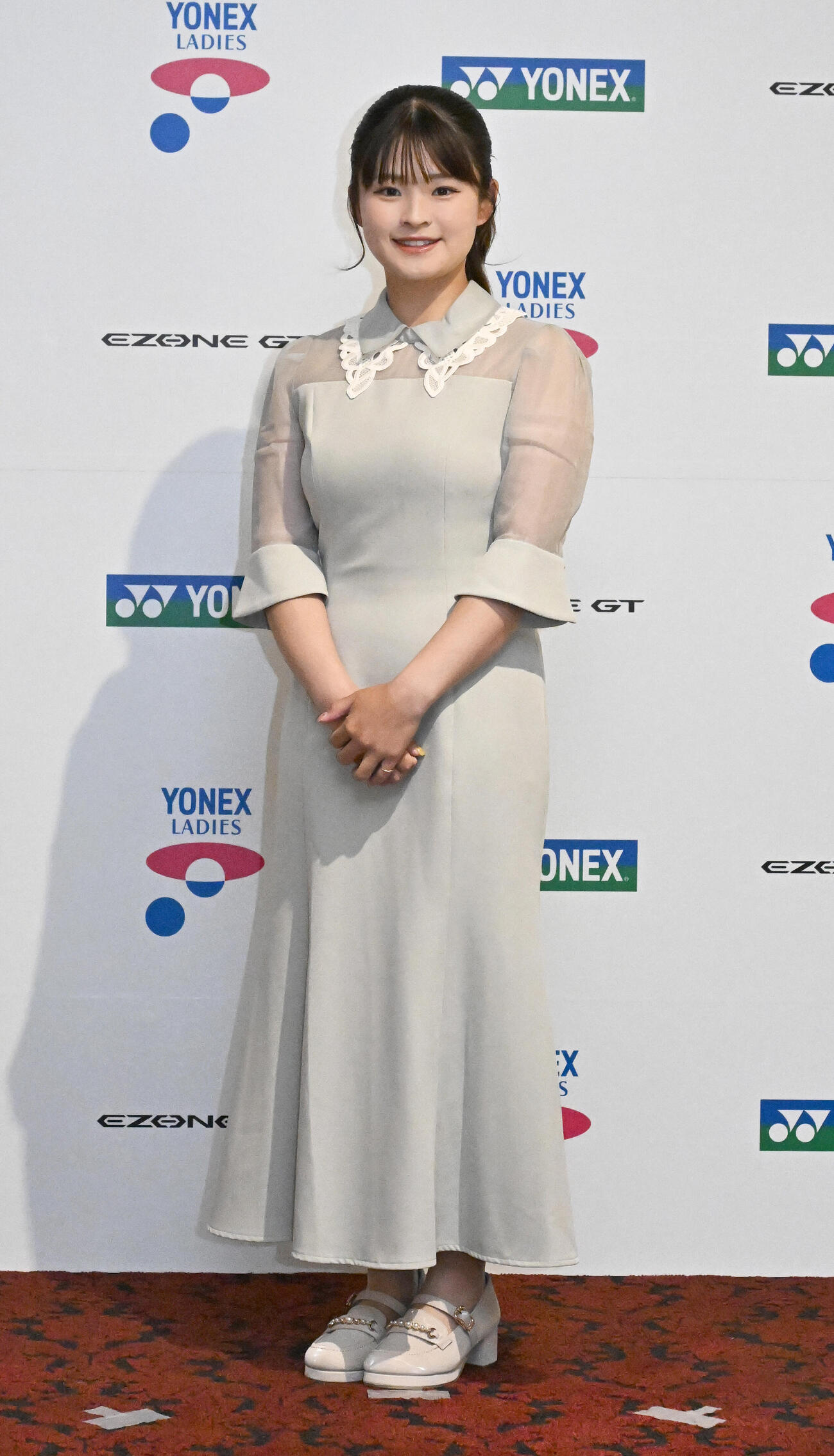 ヨネックスレディス前夜祭にドレスアップして出席した政田夢乃（撮影・千葉一成）