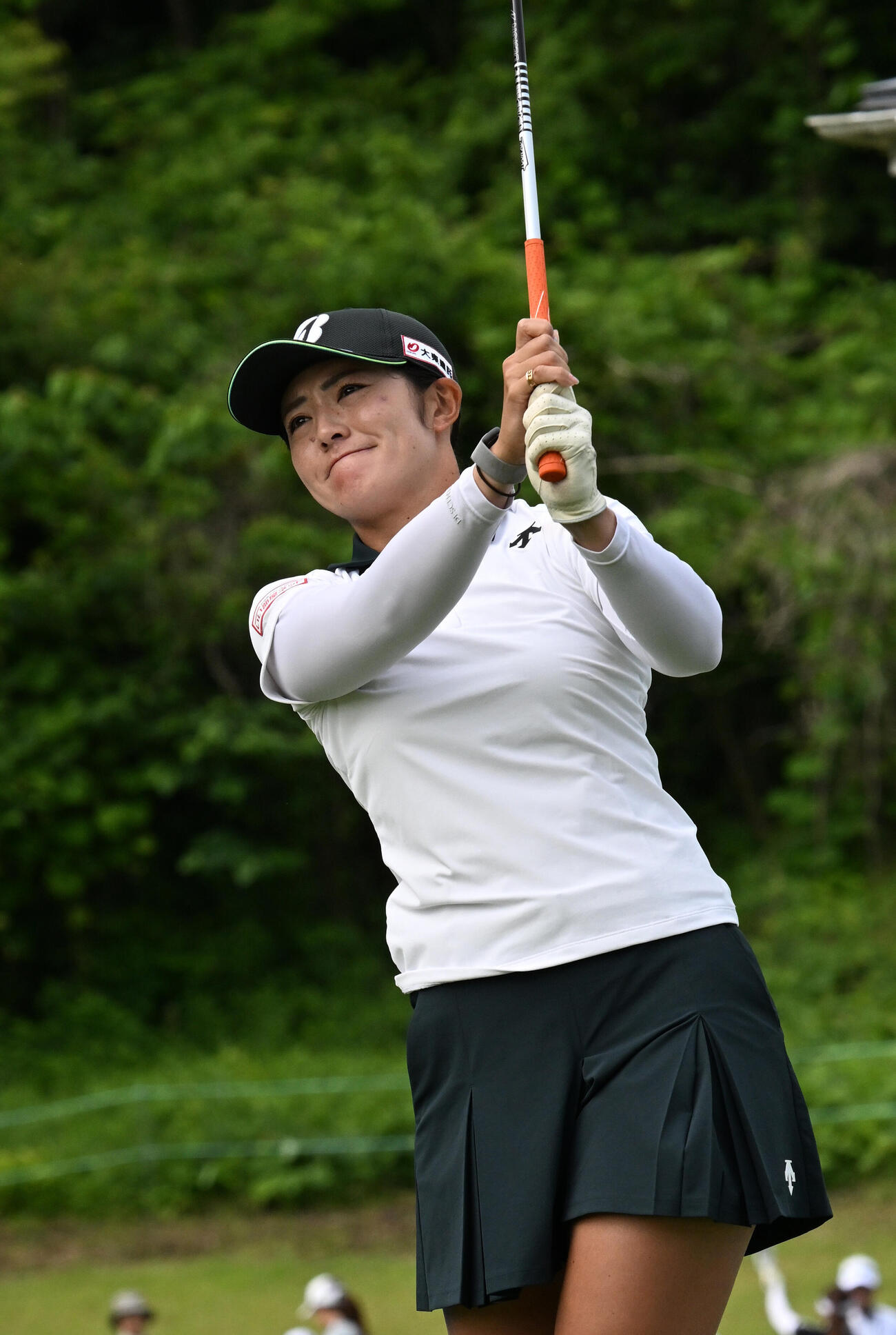 プロアマ戦で調整する渡辺彩香（撮影・千葉一成）