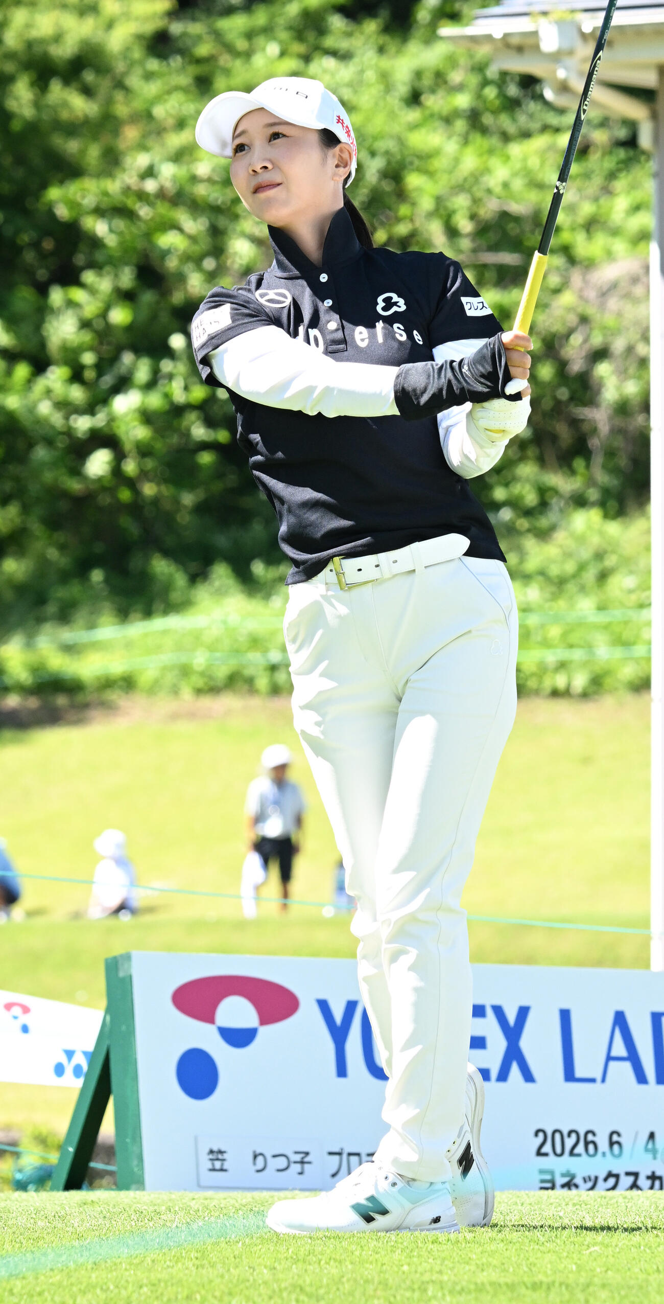 プロアマ戦で調整する金沢志奈（撮影・千葉一成）
