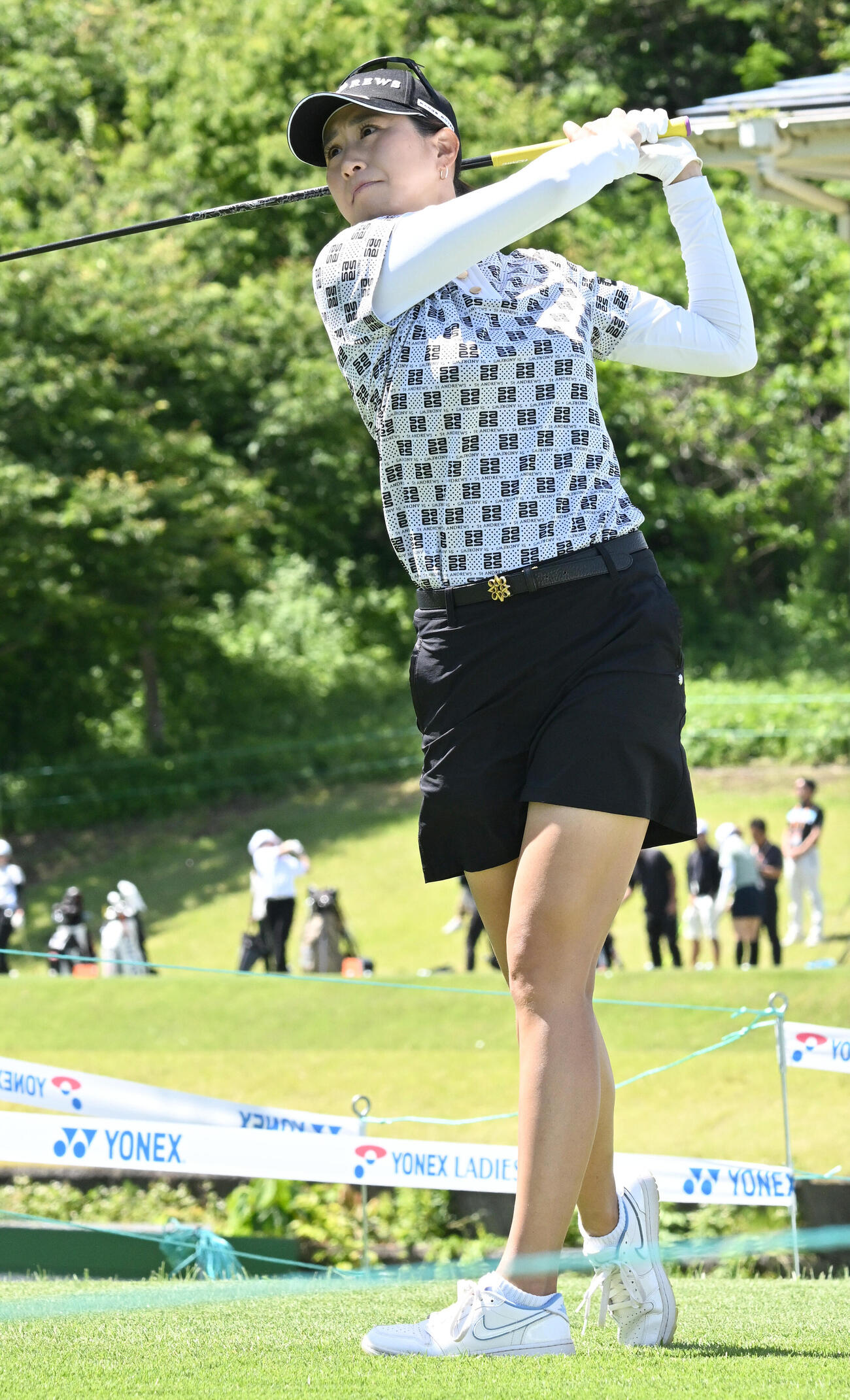 プロアマ戦で調整する木戸愛（撮影・千葉一成）