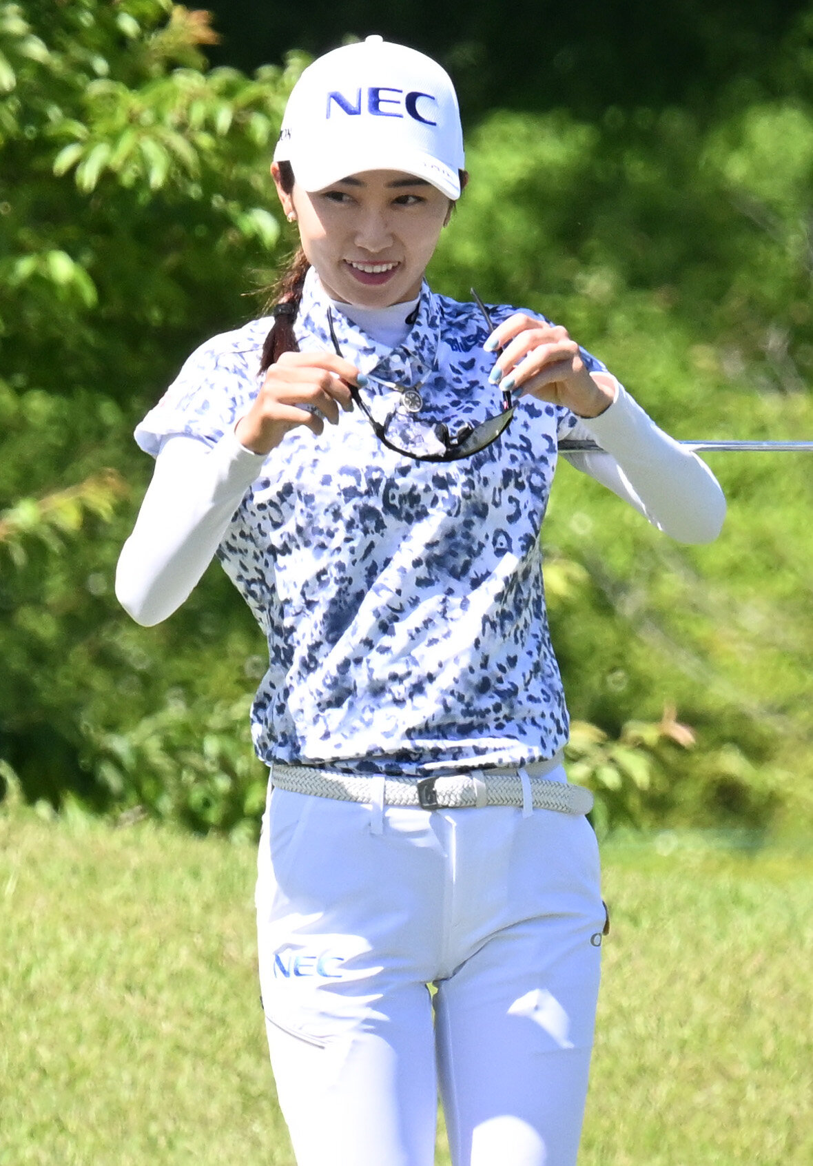 プロアマ戦で調整する安田祐香（撮影・千葉一成）