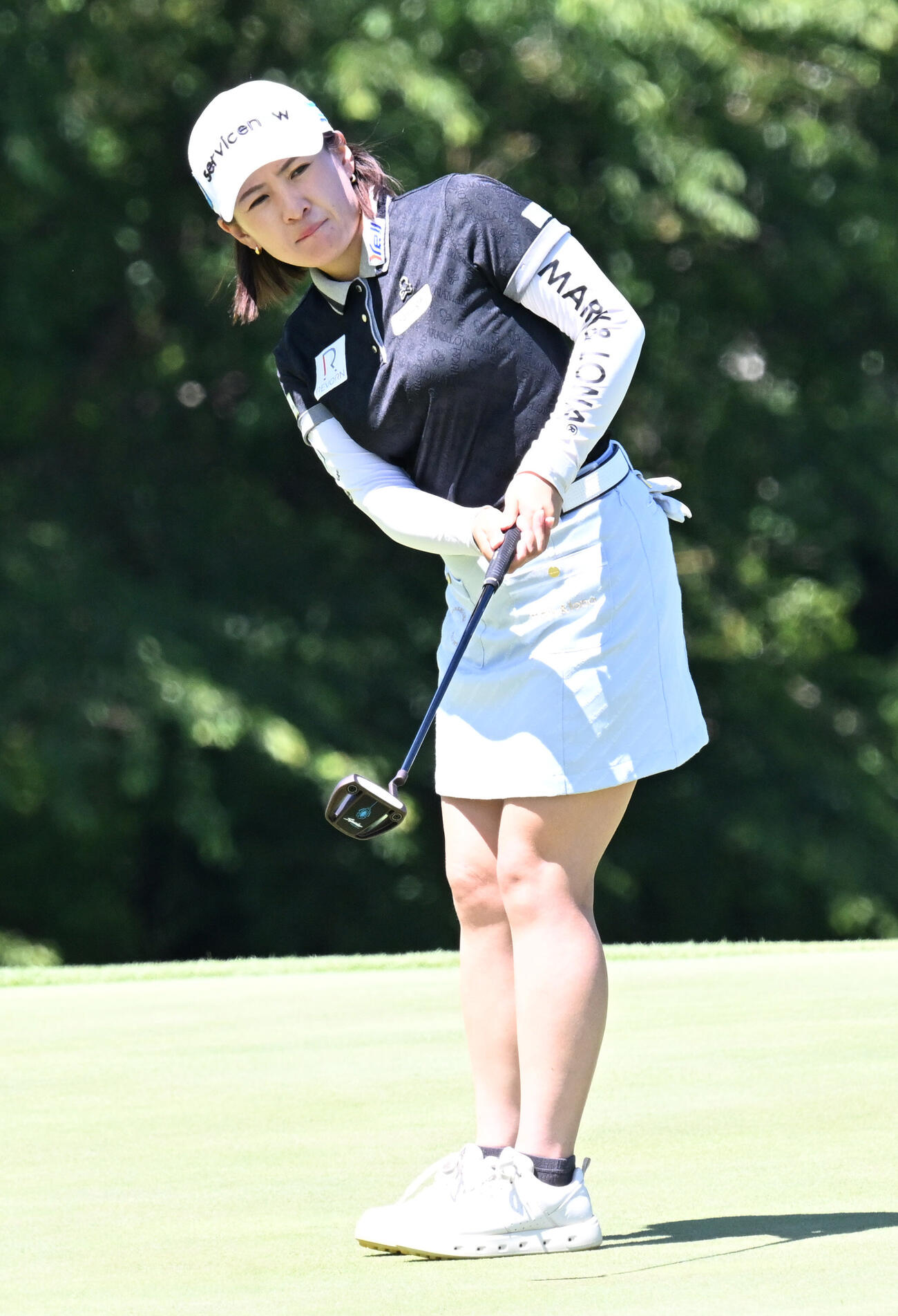 プロアマ戦で調整する永井花奈（撮影・千葉一成）