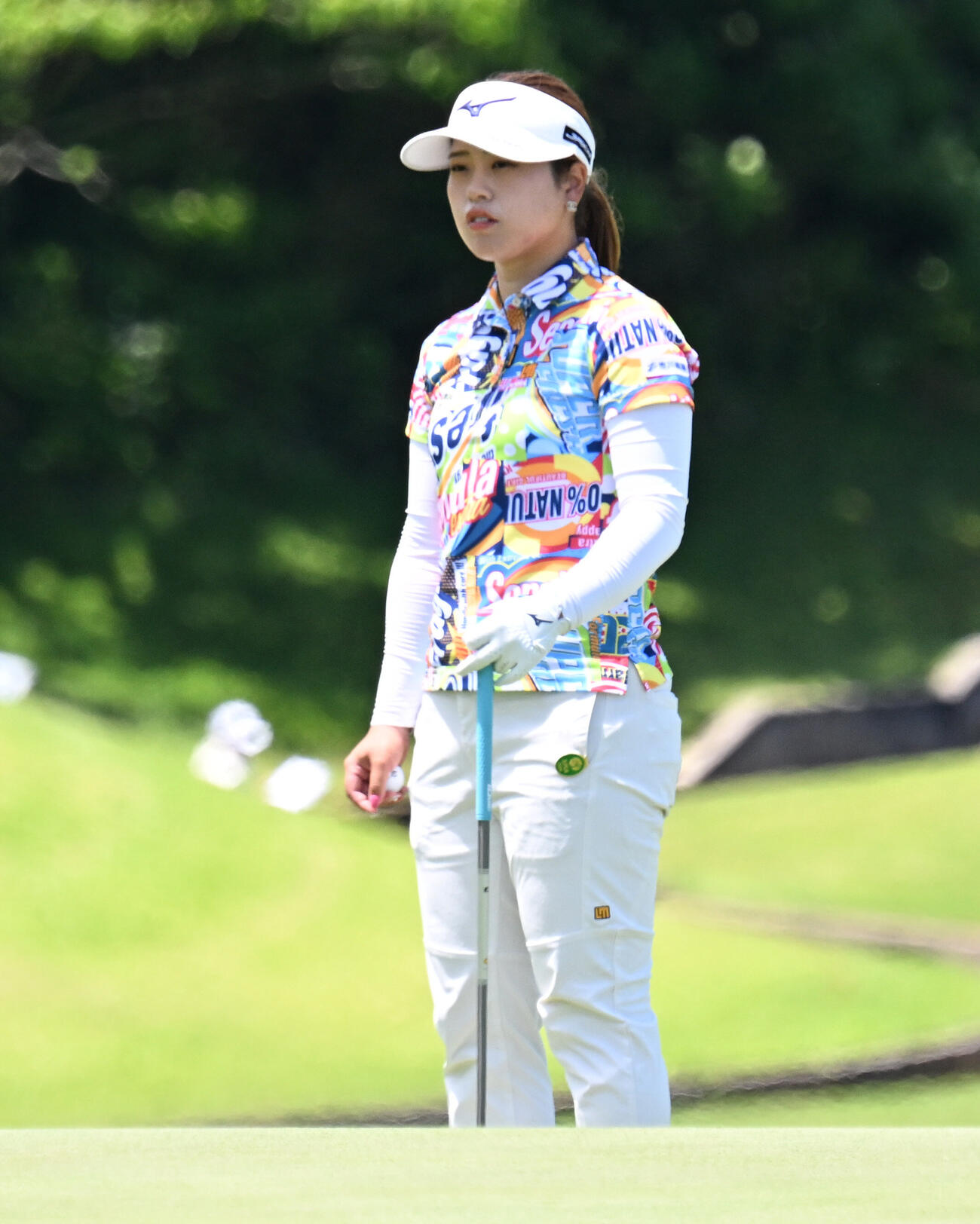 プロアマ戦で調整する仲村果乃（撮影・千葉一成）