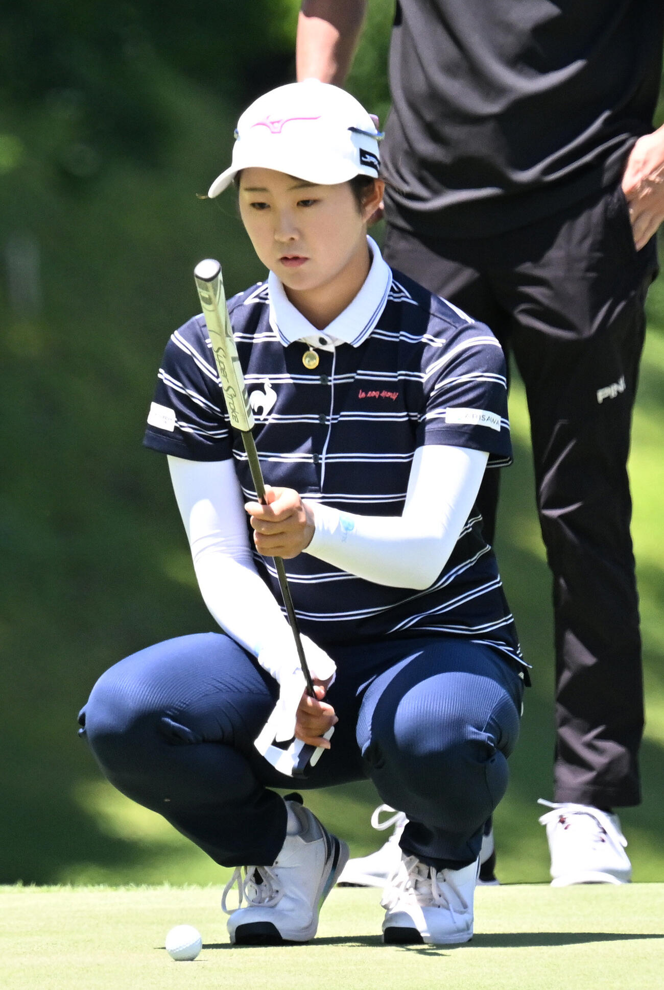 プロアマ戦で調整する稲垣那奈子（撮影・千葉一成）