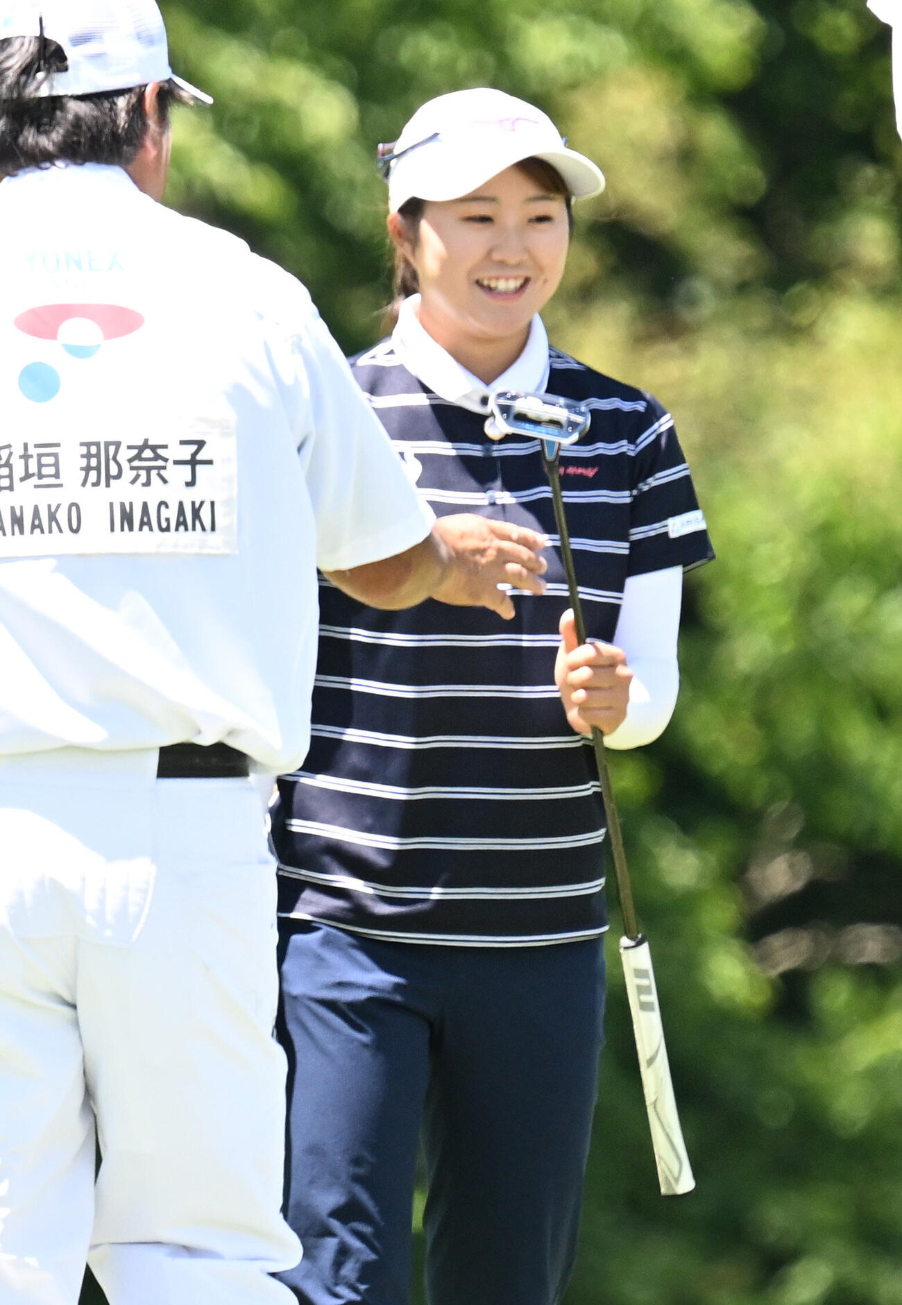 プロアマ戦で調整する稲垣那奈子（撮影・千葉一成）