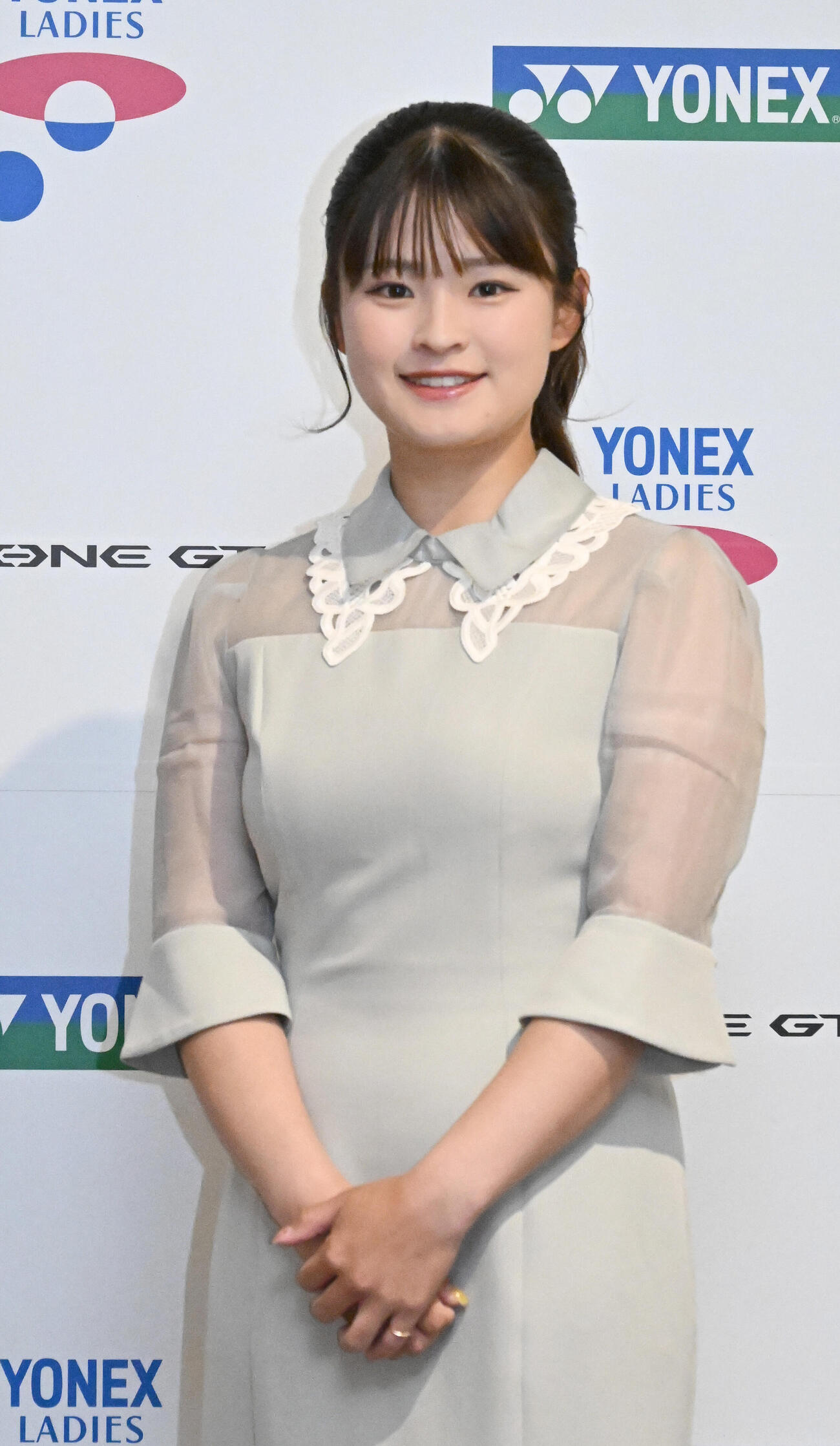 ヨネックスレディス前夜祭にドレスアップして出席した政田夢乃（撮影・千葉一成）