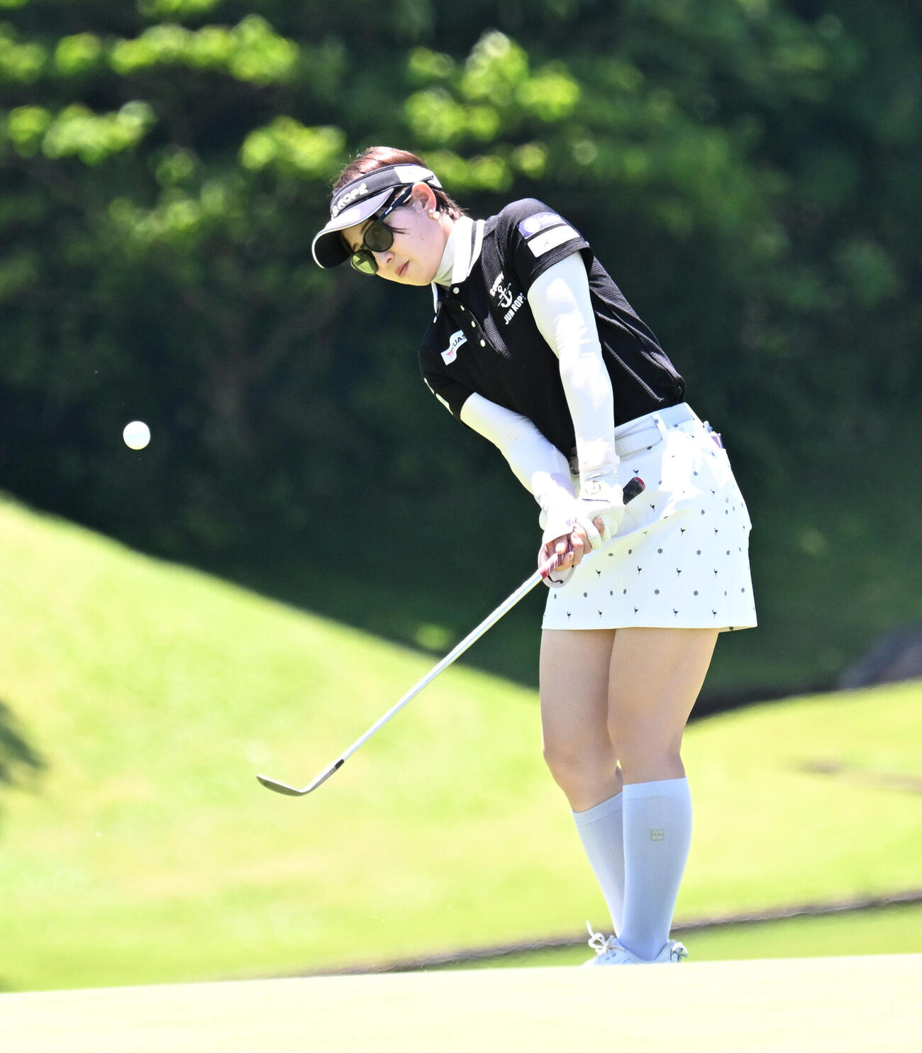 プロアマ戦で調整する蛭田みな美（撮影・千葉一成）