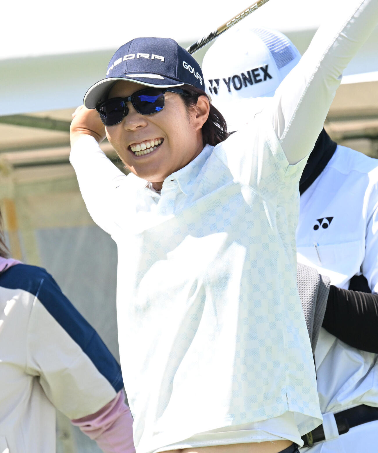 プロアマ戦に臨む穴井詩（撮影・千葉一成）