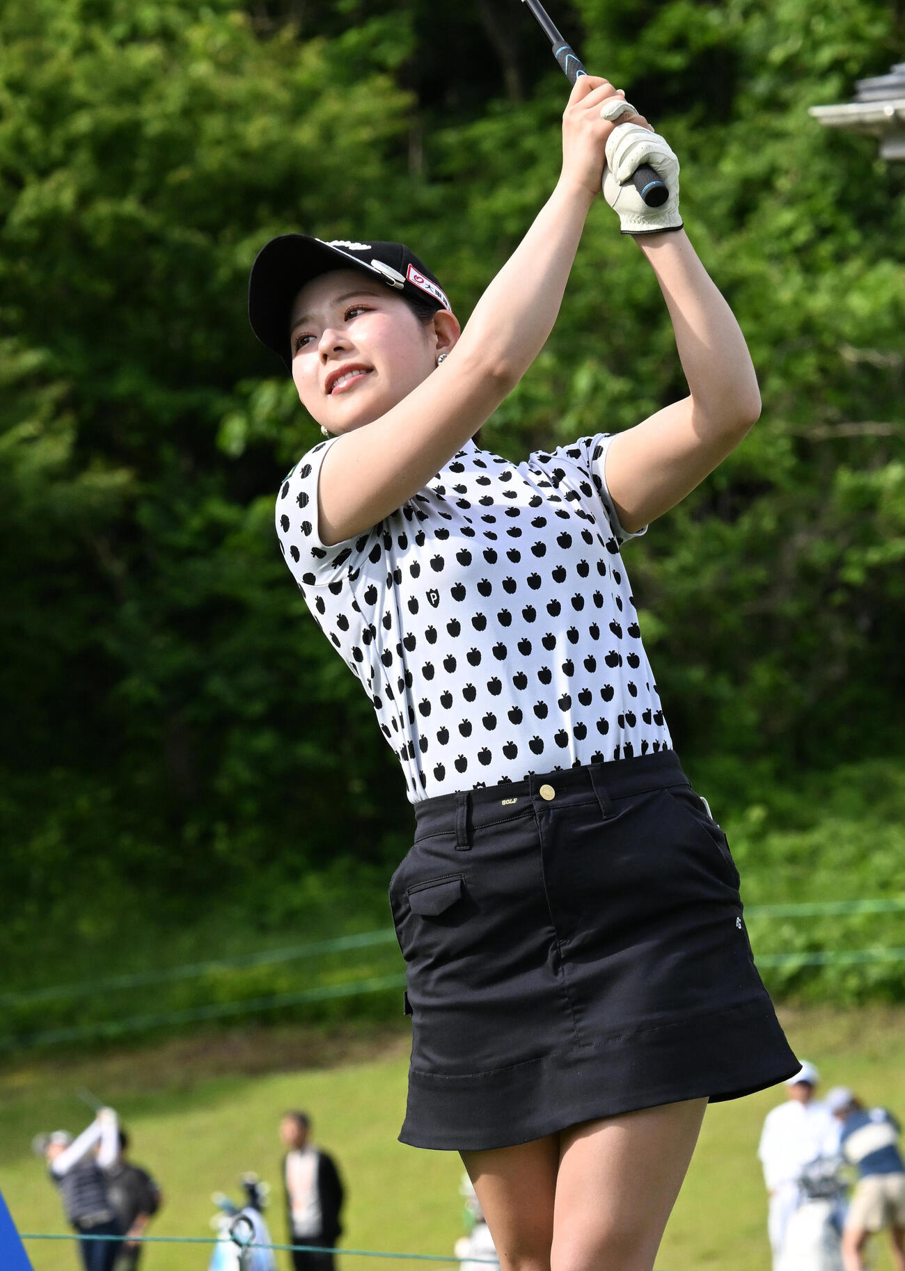 プロアマ戦で調整する吉田鈴（撮影・千葉一成）
