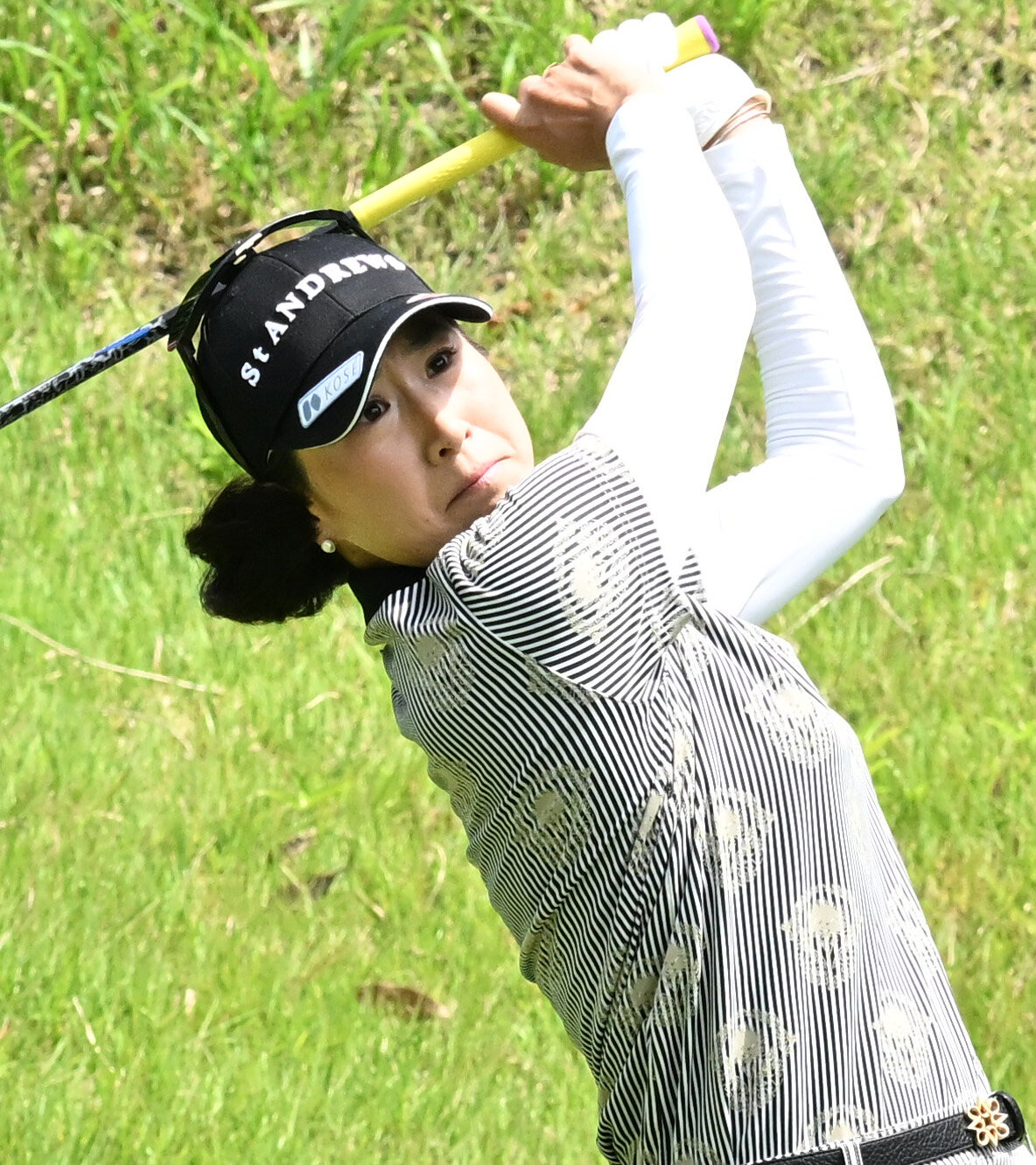 最終日、2番でティーショットを放つ木戸愛（撮影・千葉一成）