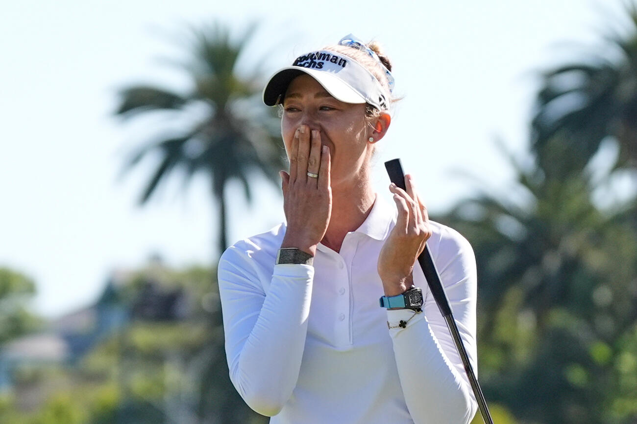 全米女子オープンゴルフで優勝した後、大喜びのネリー・コルダ（AP）