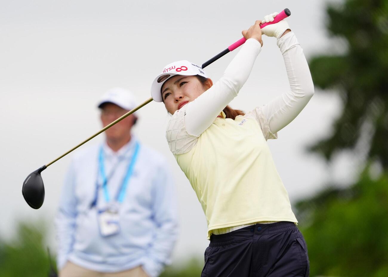 第1ラウンド、3アンダーで8位の古江彩佳＝ヘーゼルティンナショナルGC（共同）