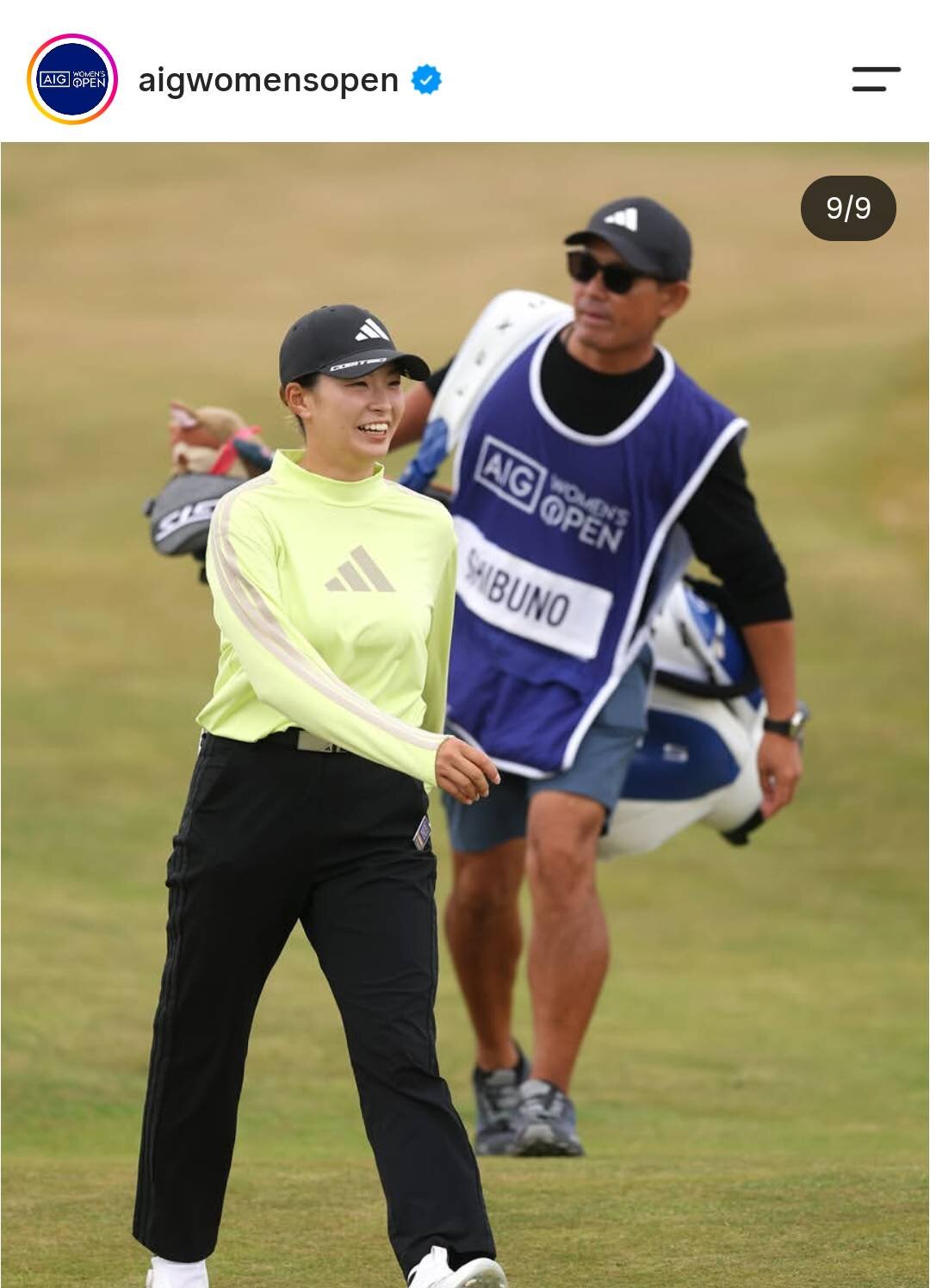 AIG全英女子オープンのインスタグラムに登場した渋野日向子