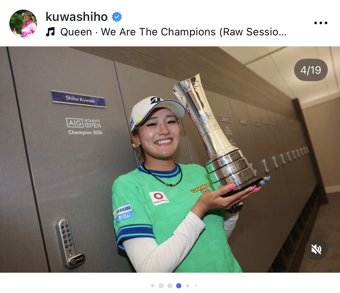 インスタグラムで全英女子オープン優勝の喜びをつづった桑木志帆