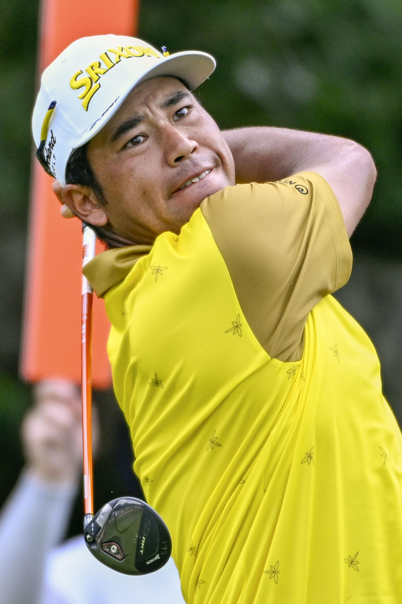 最終ラウンド、3番でティーショットを放つ松山英樹。通算5アンダーで21位（共同）