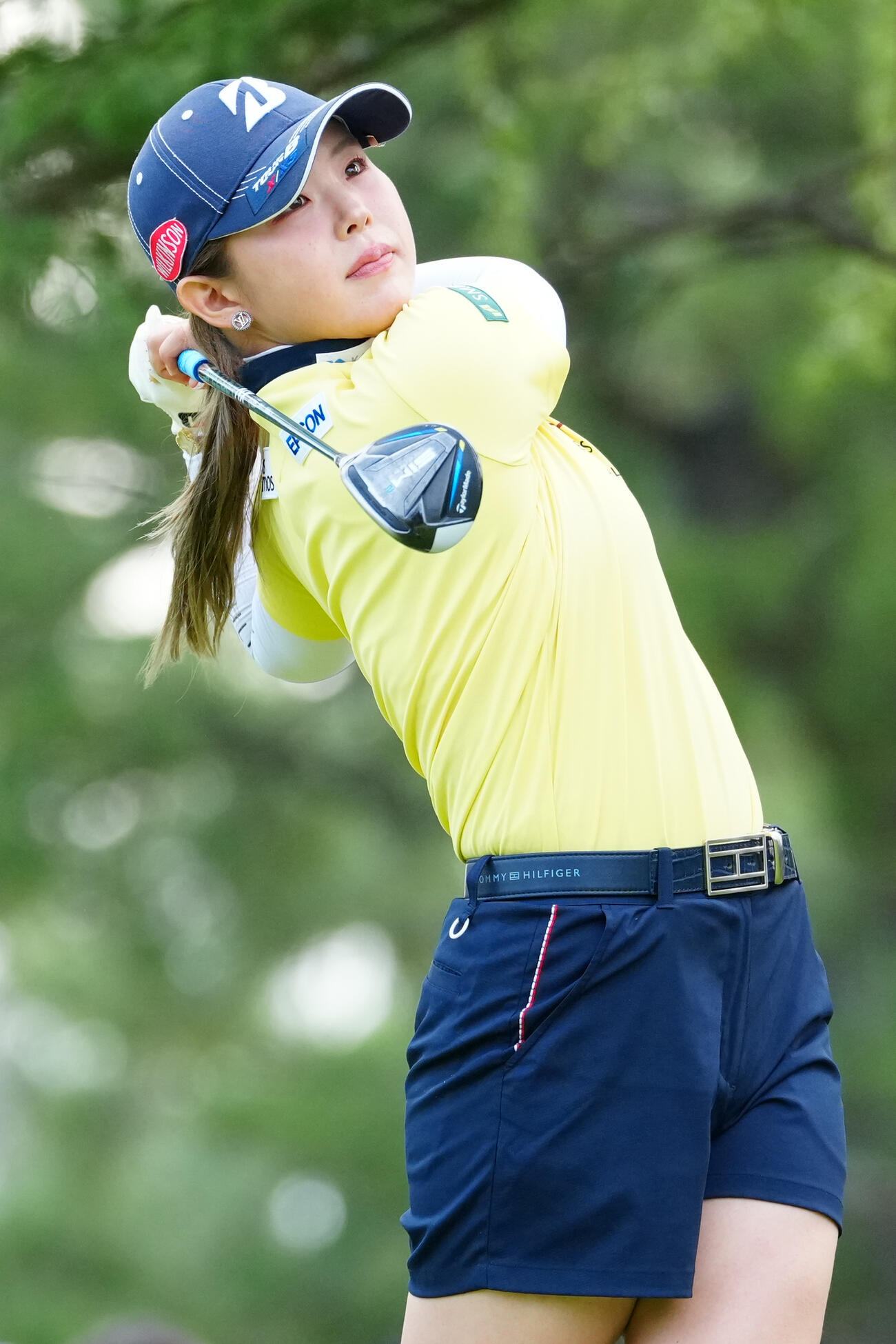 3番、ティーショットを放つ吉田優利（撮影・江口和貴）