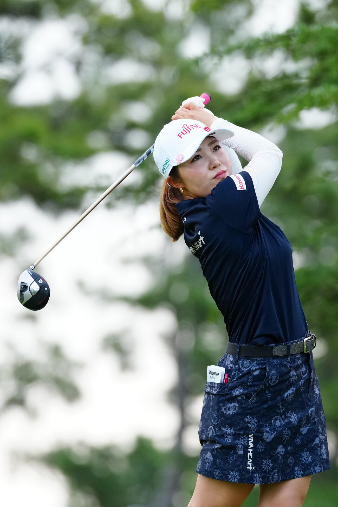3番、ティーショットを放つ古江彩佳（撮影・江口和貴）