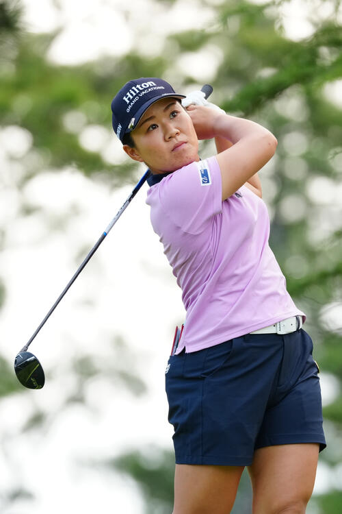 3番、ティーショットを放つ畑岡奈紗(撮影・江口和貴)