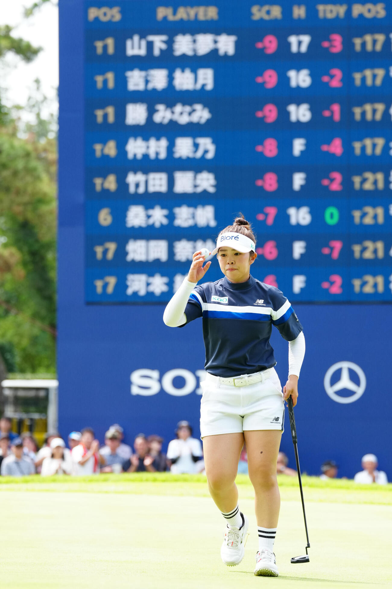 18番、ホールアウトした山下美夢有（撮影・江口和貴）