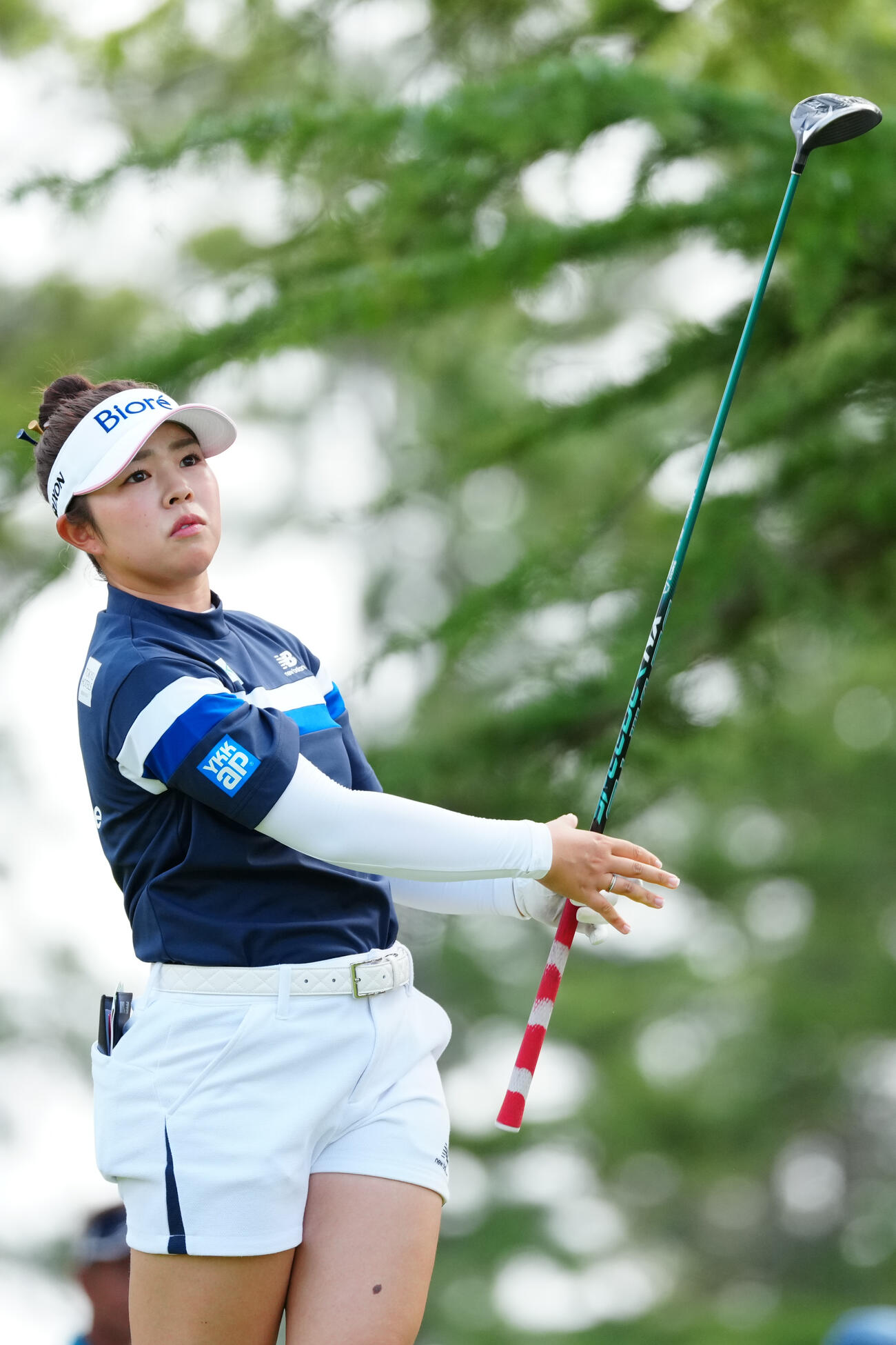 3番、ティーショットを放つ山下美夢有（撮影・江口和貴）