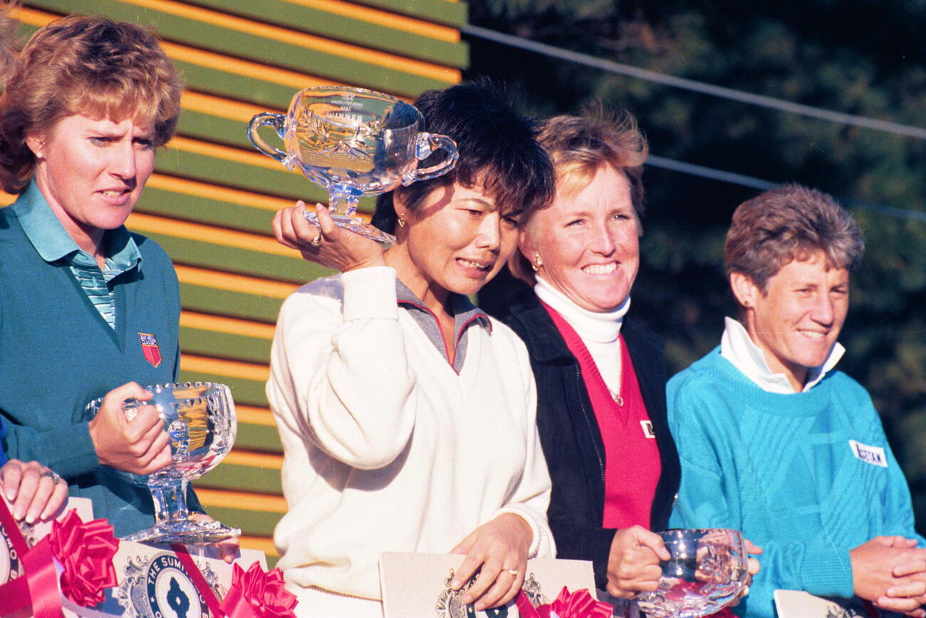 1987年11月8日、岡本綾子米ツアー賞金女王に決定した岡本綾子