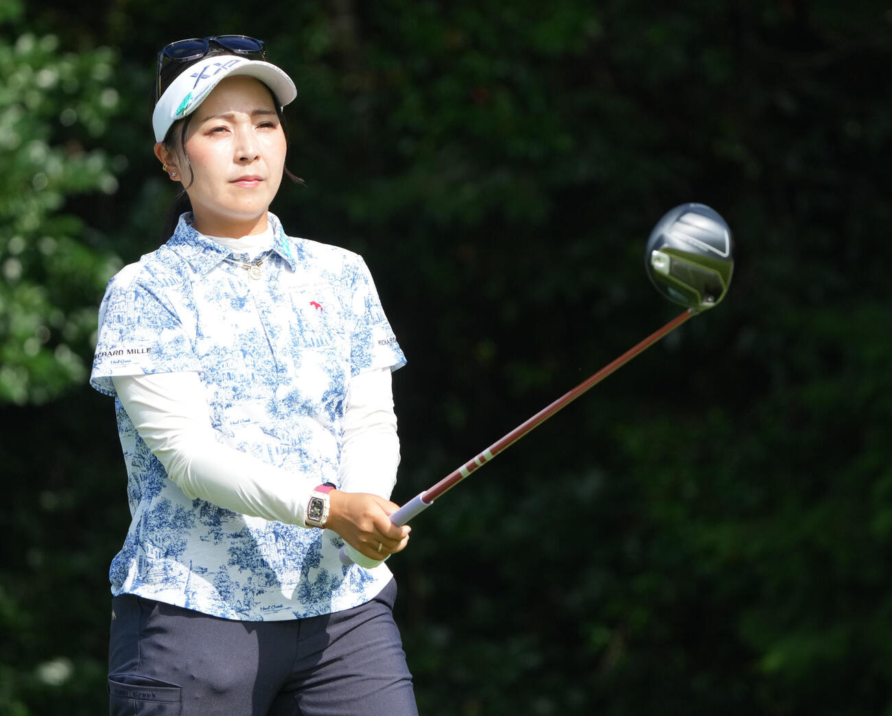 プロアマ大会に出場する青木瀬令奈（撮影・森本幸一）
