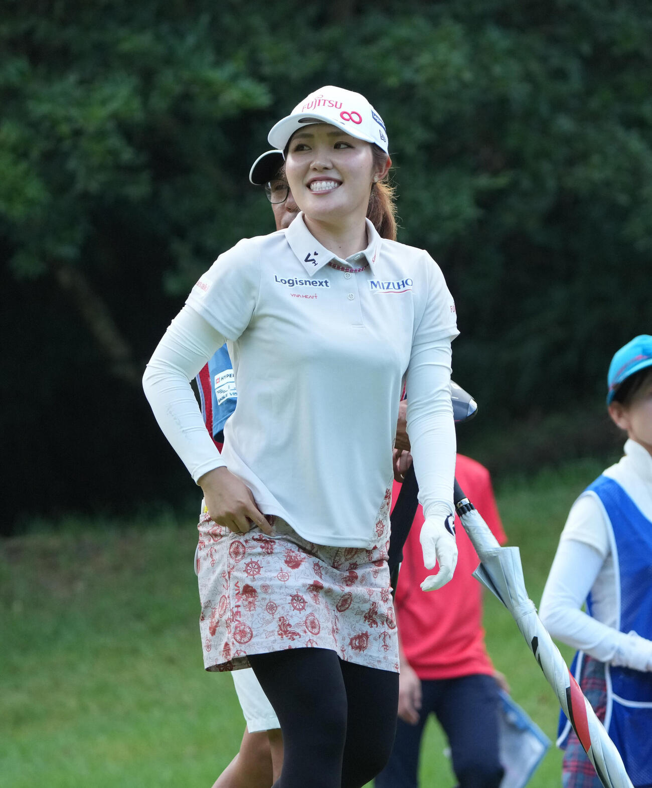 プロアマ大会に出場する古江彩佳（撮影・森本幸一）